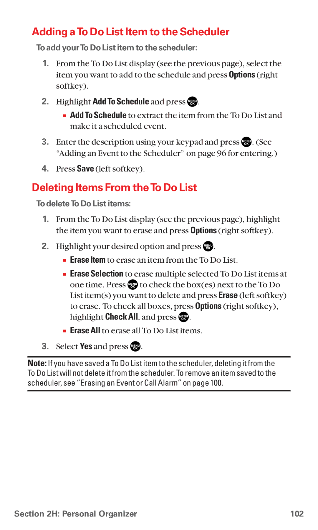 Sanyo MM-5600 manual Adding aTo Do List Item to the Scheduler, Deleting Items From theTo Do List, To deleteTo Do List items 