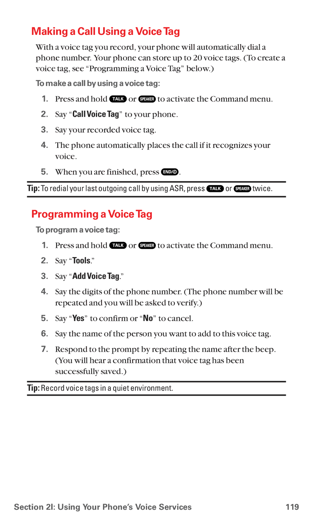 Sanyo MM-5600 manual Making a Call Using a VoiceTag, Programming a VoiceTag, Say Add Voice Tag 