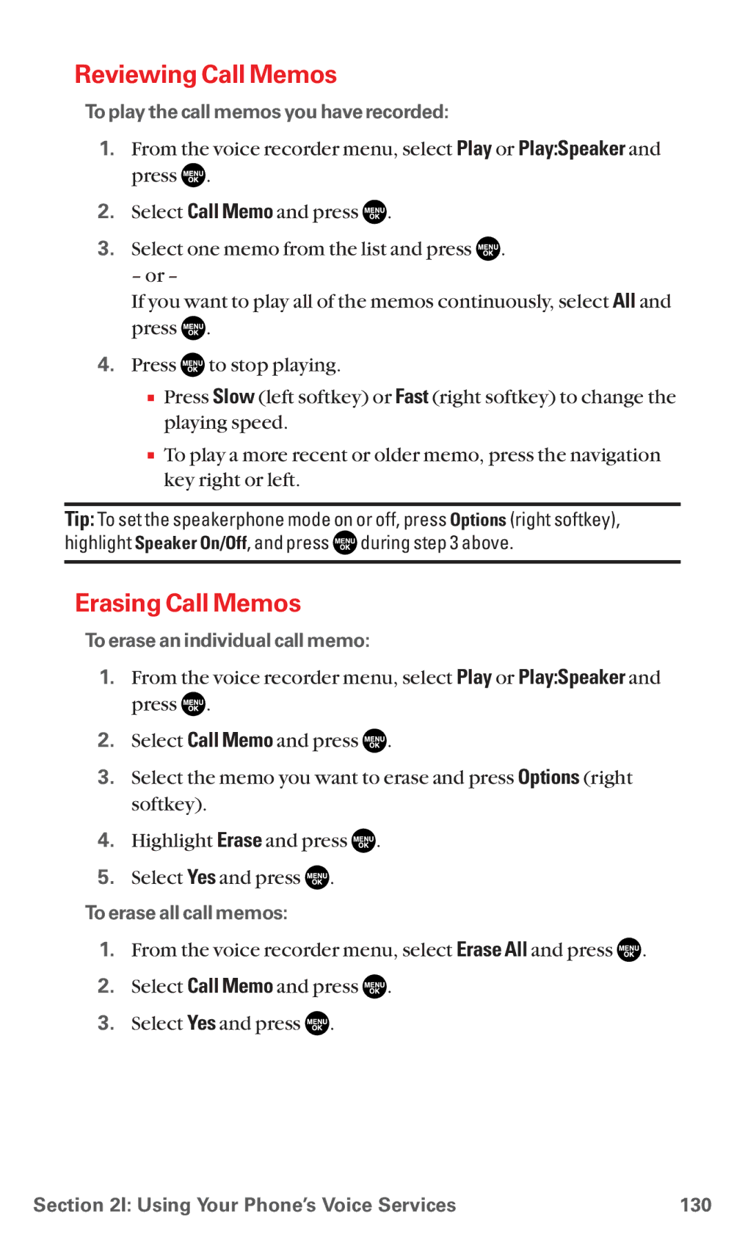 Sanyo MM-5600 manual Reviewing Call Memos, Erasing Call Memos 