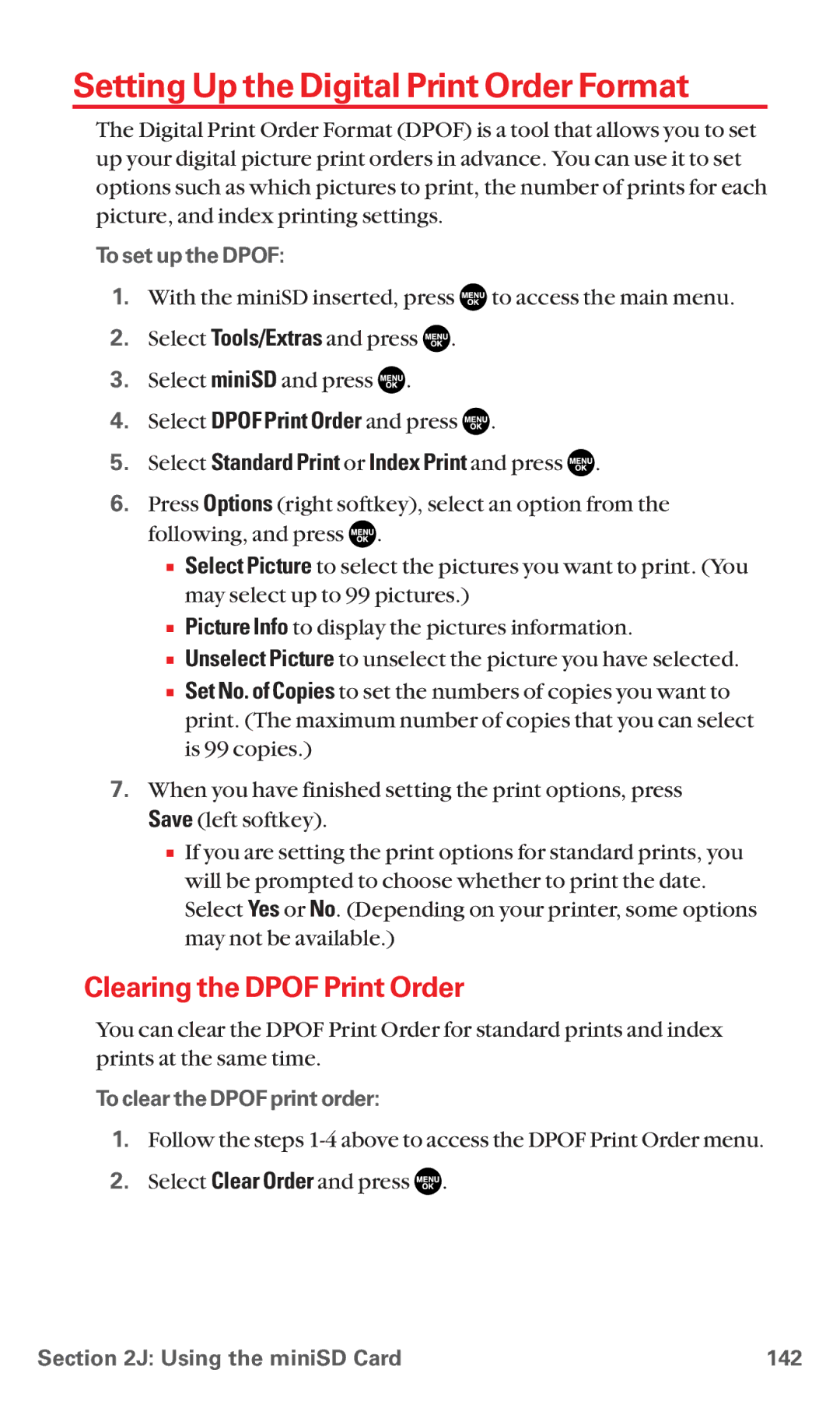 Sanyo MM-5600 manual Setting Up the Digital Print Order Format, Clearing the Dpof Print Order 