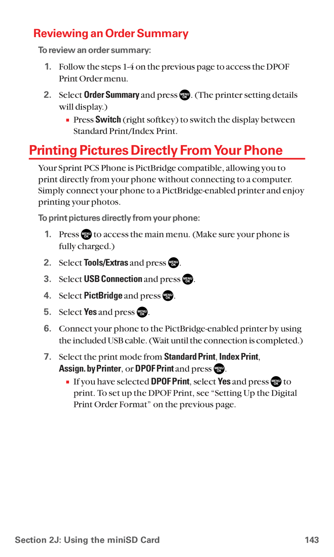 Sanyo MM-5600 manual Printing Pictures Directly From Your Phone, Reviewing an Order Summary 