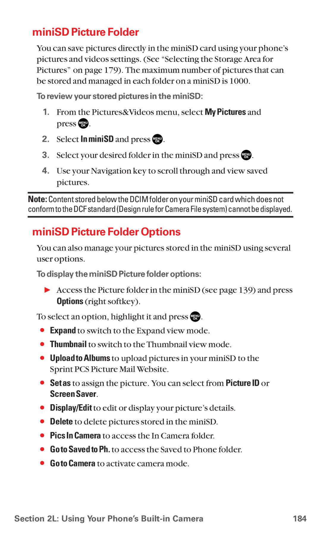 Sanyo MM-5600 manual MiniSD Picture Folder Options, Screen Saver 