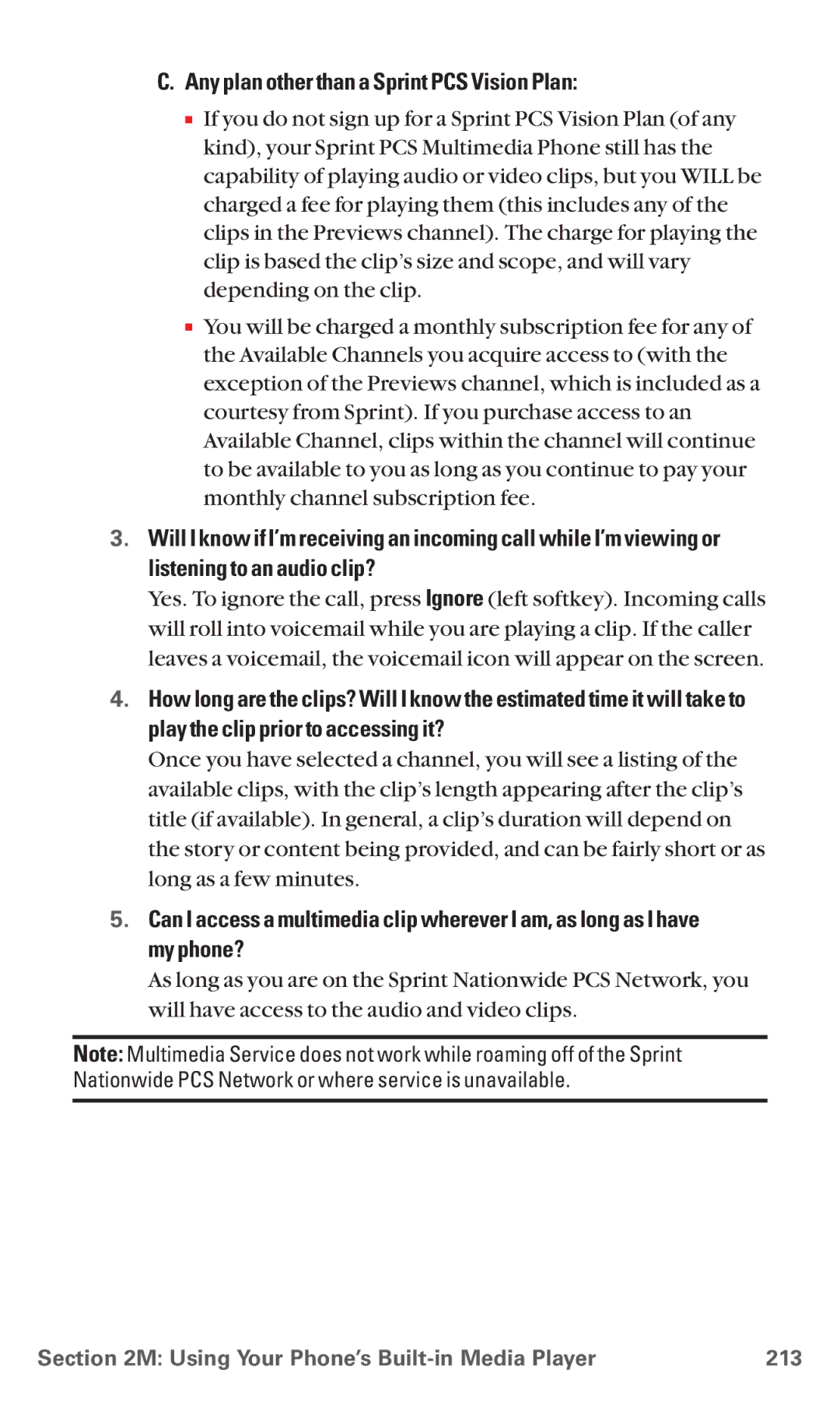 Sanyo MM-5600 manual Any plan other than a Sprint PCS Vision Plan, Using Your Phone’s Built-in Media Player 213 