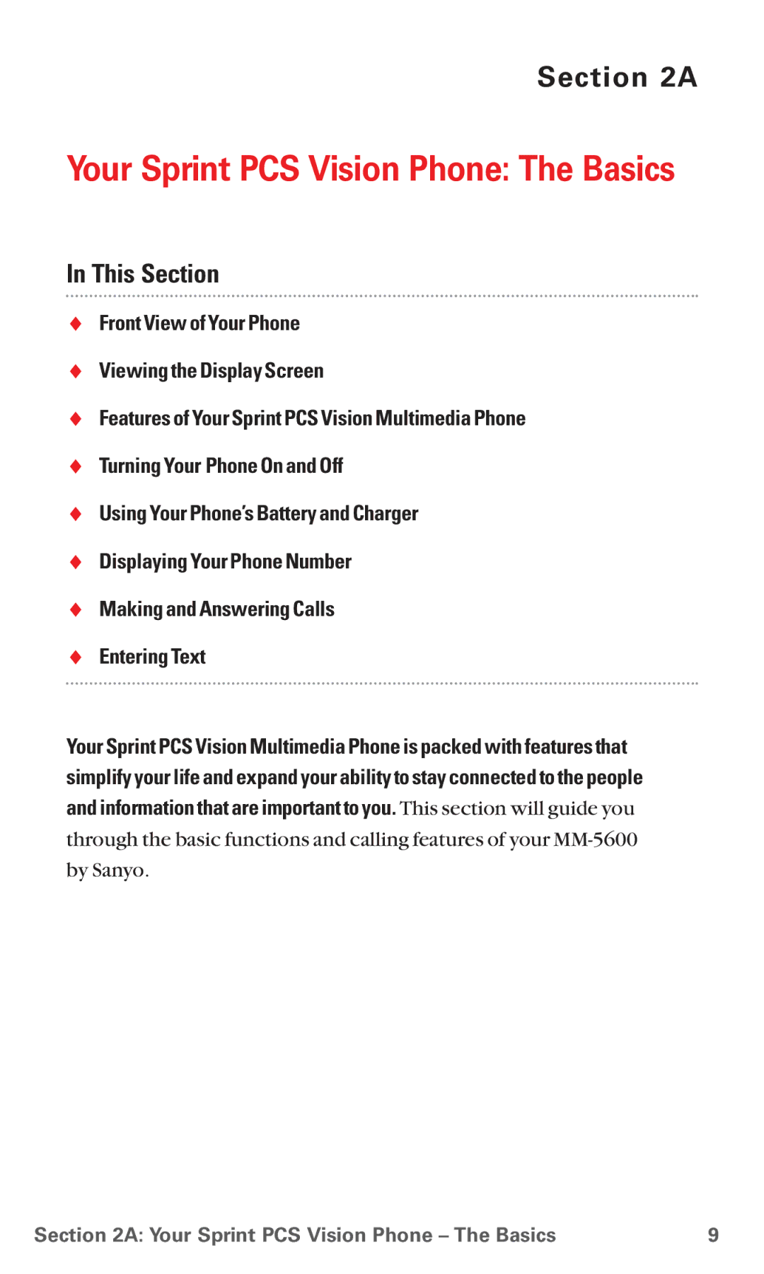 Sanyo MM-5600 manual Your Sprint PCS Vision Phone The Basics 