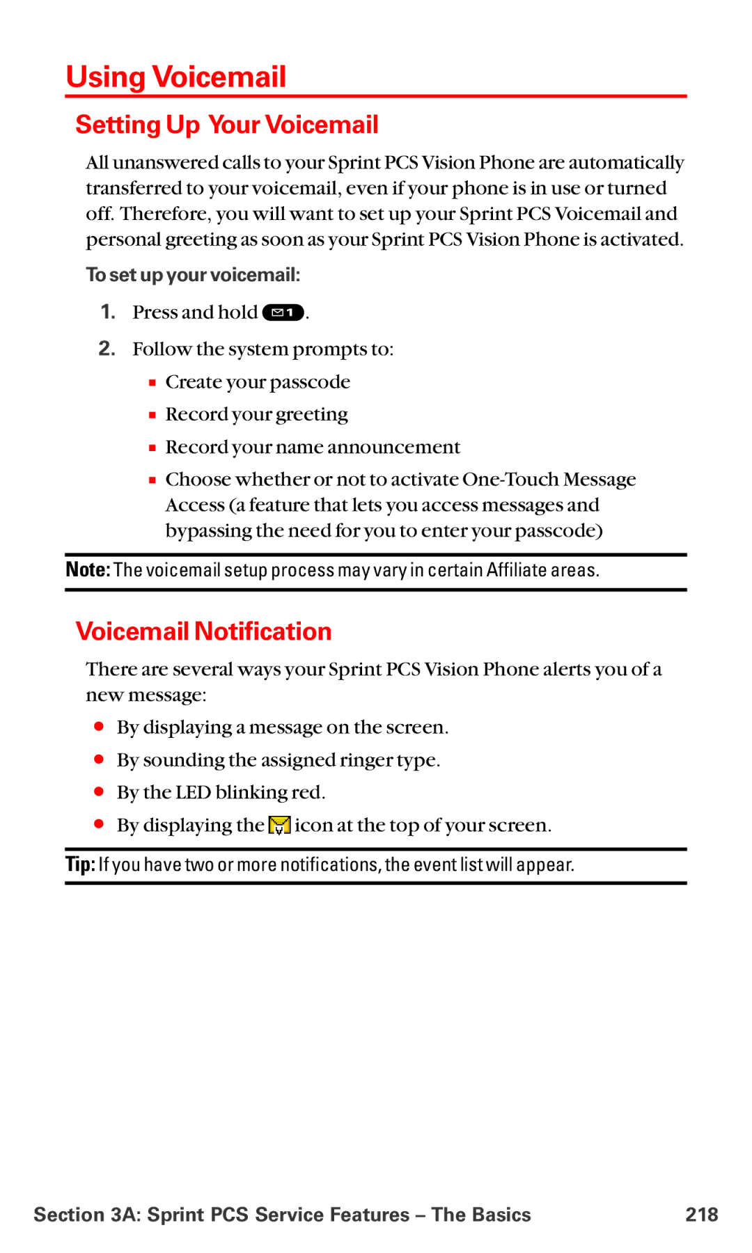 Sanyo MM-5600 manual Using Voicemail, Setting Up Your Voicemail, Voicemail Notification 