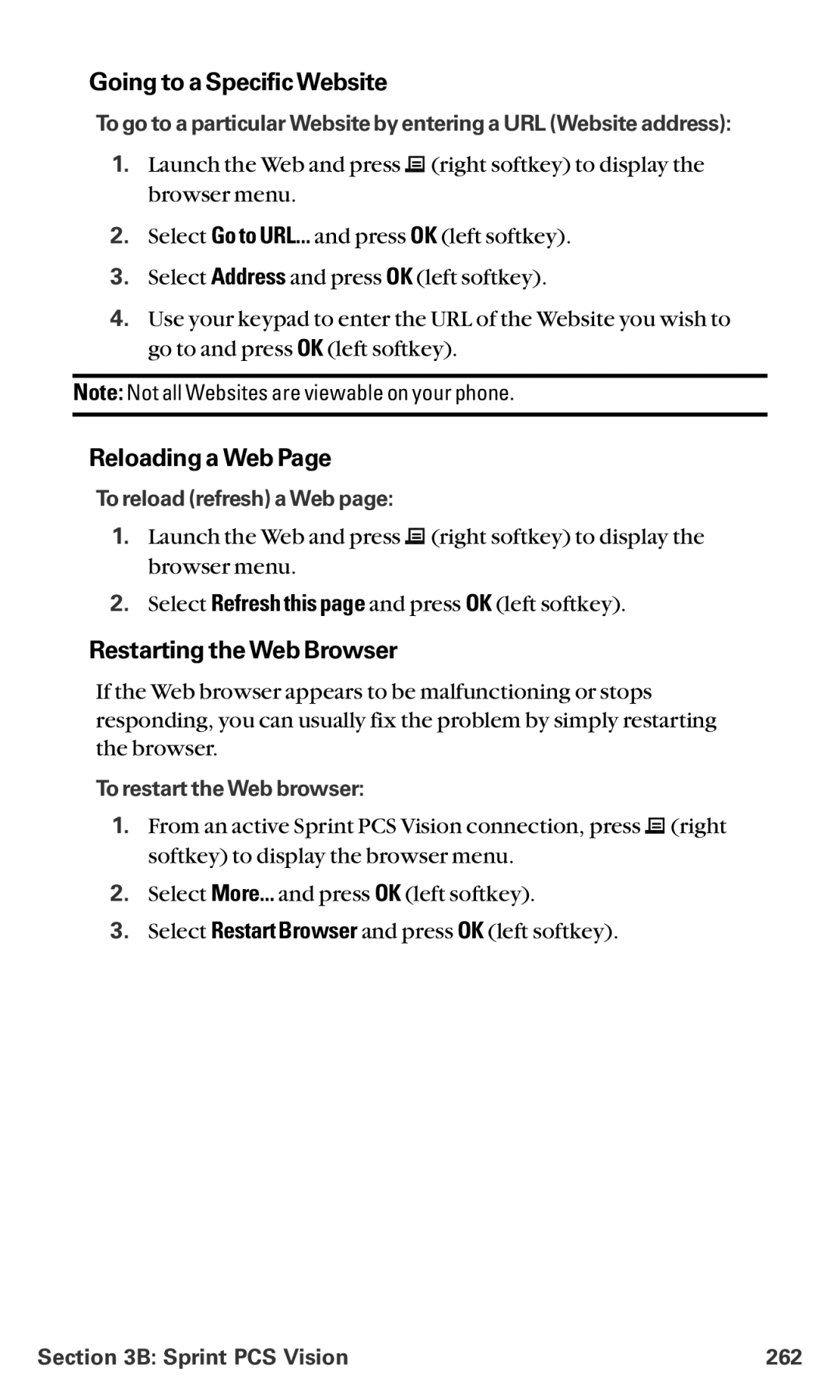 Sanyo MM-5600 manual Going to a Specific Website, Reloading a Web, Restarting the Web Browser 