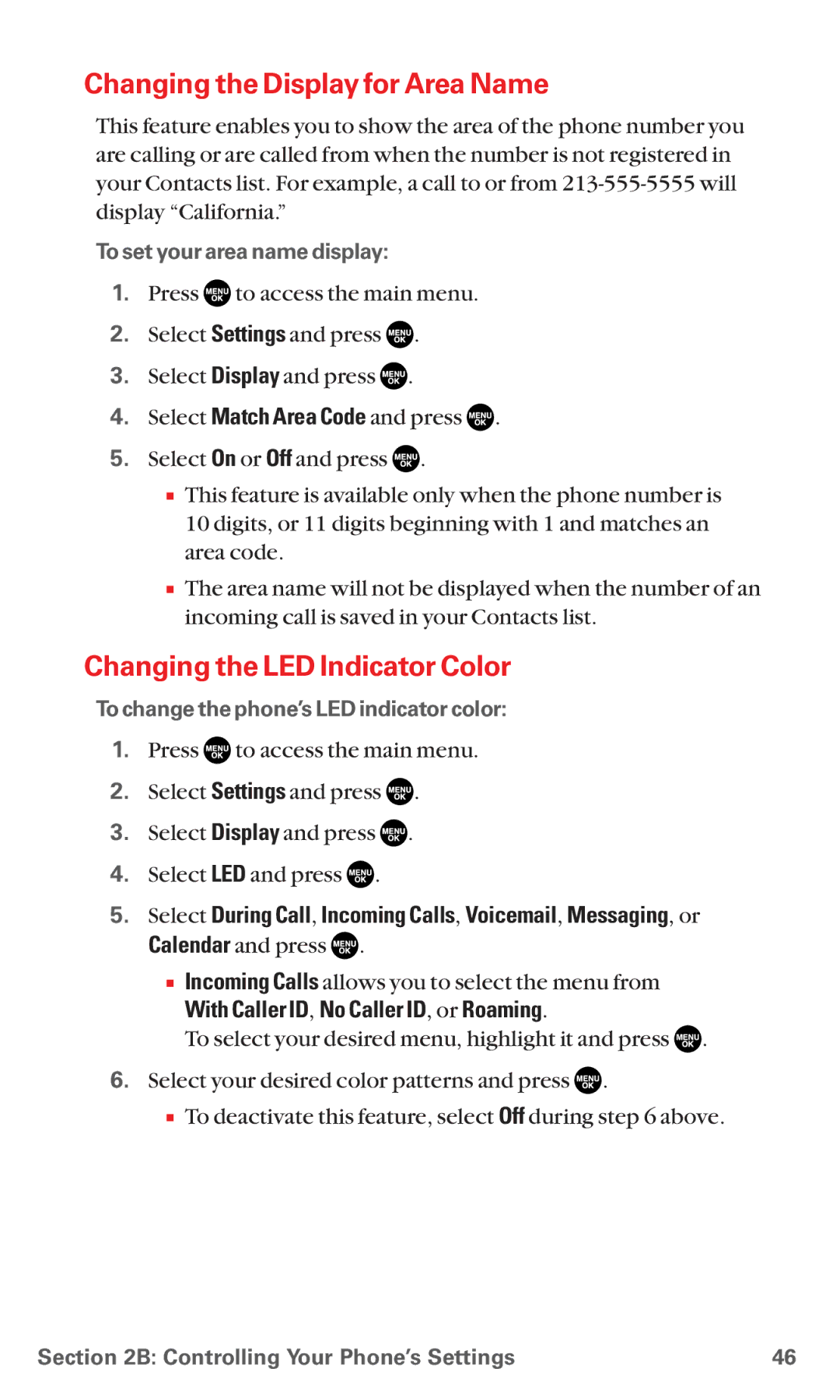 Sanyo MM-5600 manual Changing the Display for Area Name, Changing the LED Indicator Color, To set your area namedisplay 