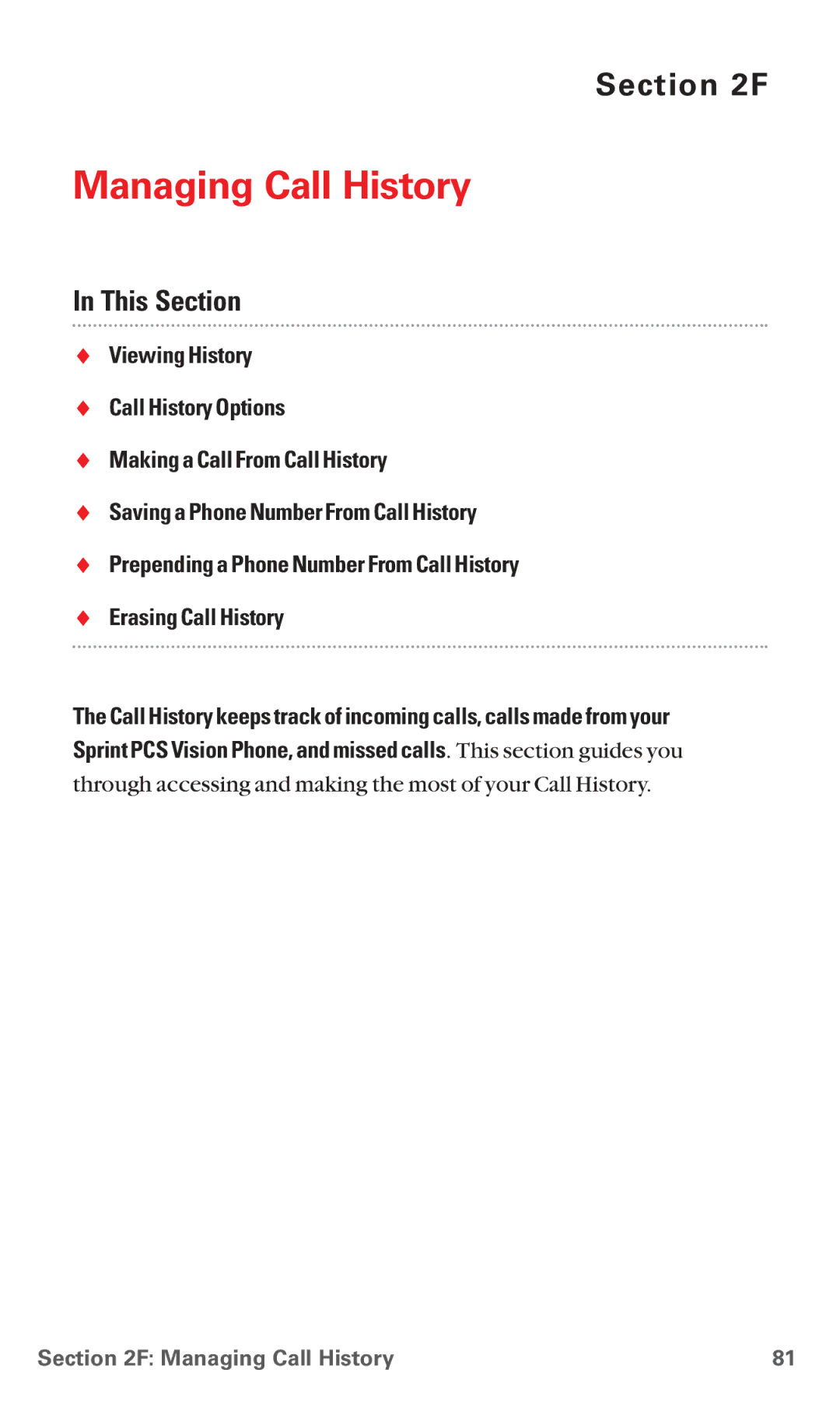 Sanyo MM-5600 manual Managing Call History 