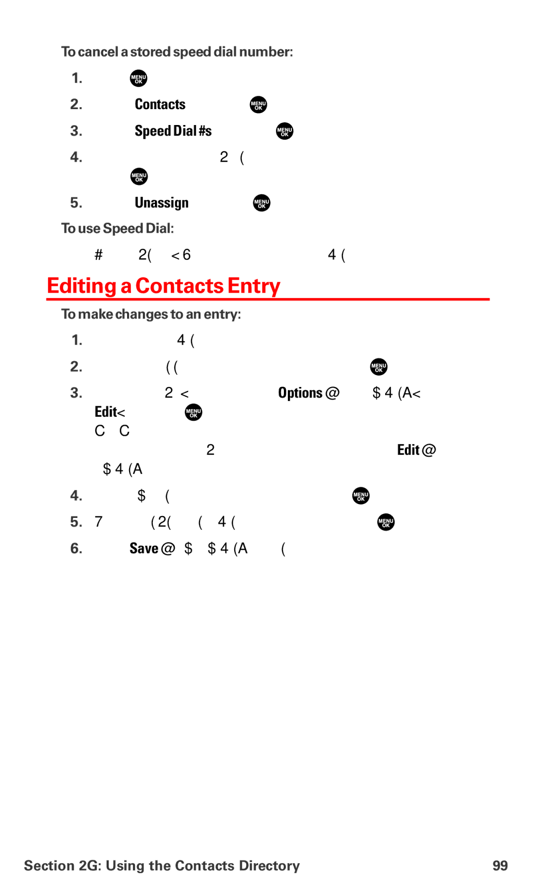 Sanyo MM-7400 manual Editing a Contacts Entry, To cancel a stored speed dial number, To use Speed Dial 