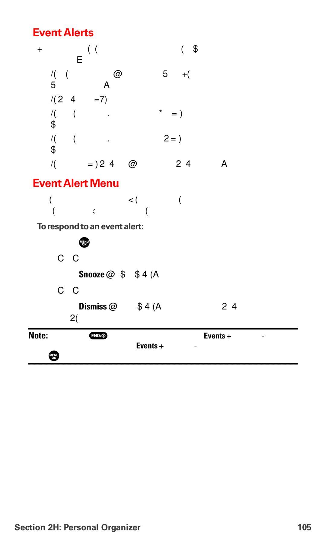 Sanyo MM-7400 manual Event Alerts, Event Alert Menu, To respond to an event alert, Personal Organizer 105 