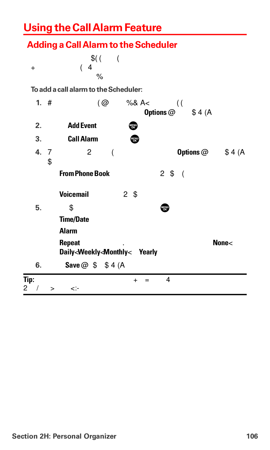 Sanyo MM-7400 manual Using the Call Alarm Feature, Adding a Call Alarm to the Scheduler, Daily, Weekly, Monthly, or Yearly 