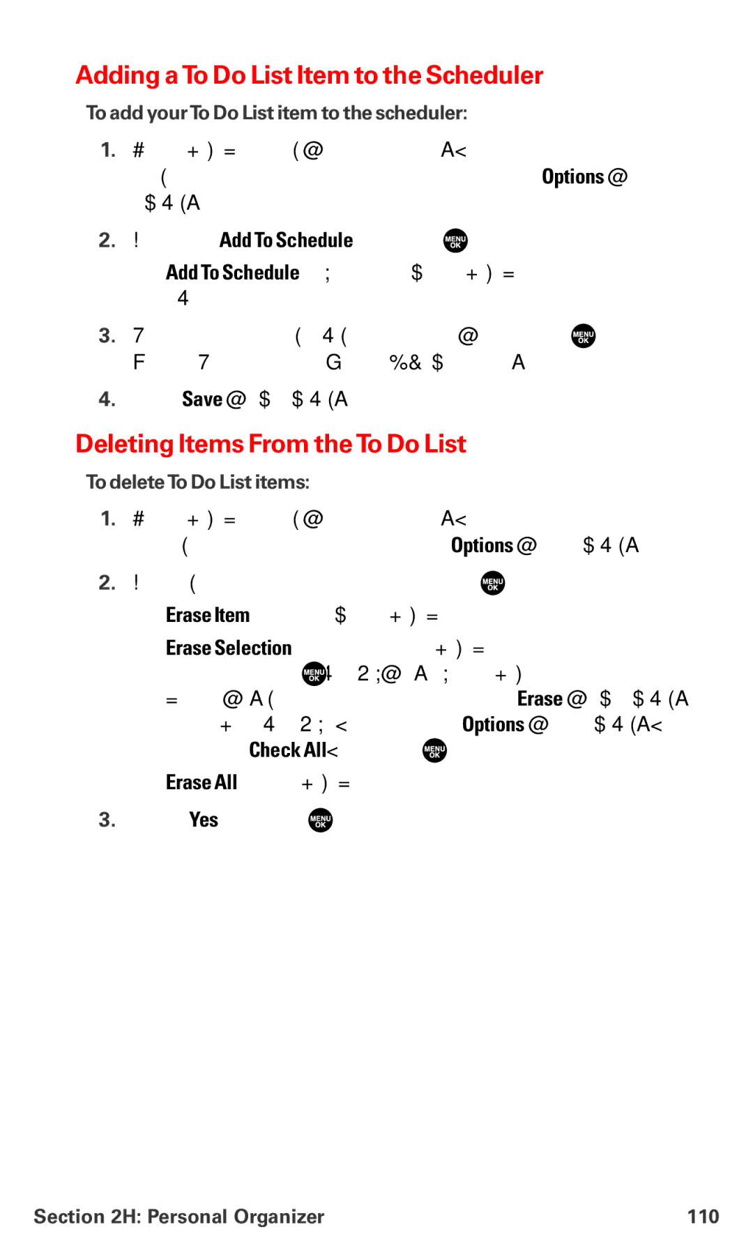 Sanyo MM-7400 Adding a To Do List Item to the Scheduler, Deleting Items From theTo Do List, To deleteTo Do List items 