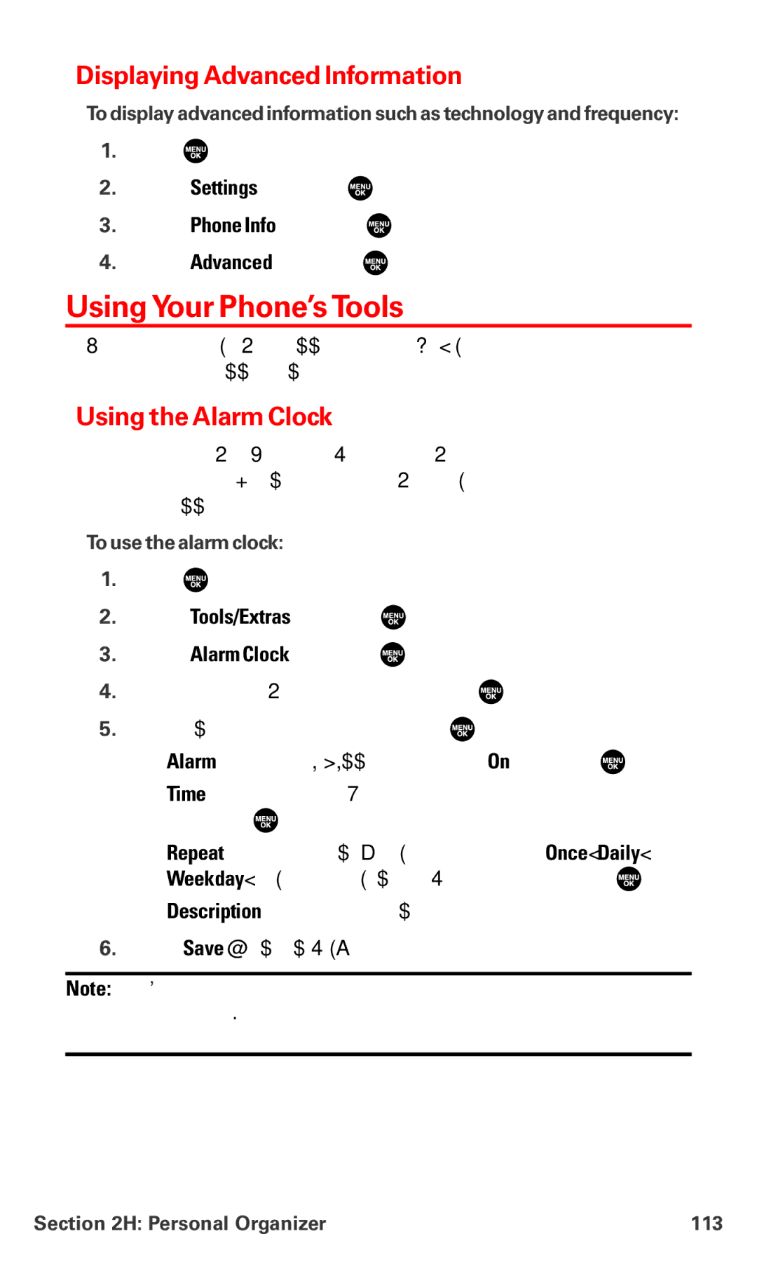 Sanyo MM-7400 manual UsingYour Phone’sTools, Displaying Advanced Information, Using the Alarm Clock, To use the alarm clock 