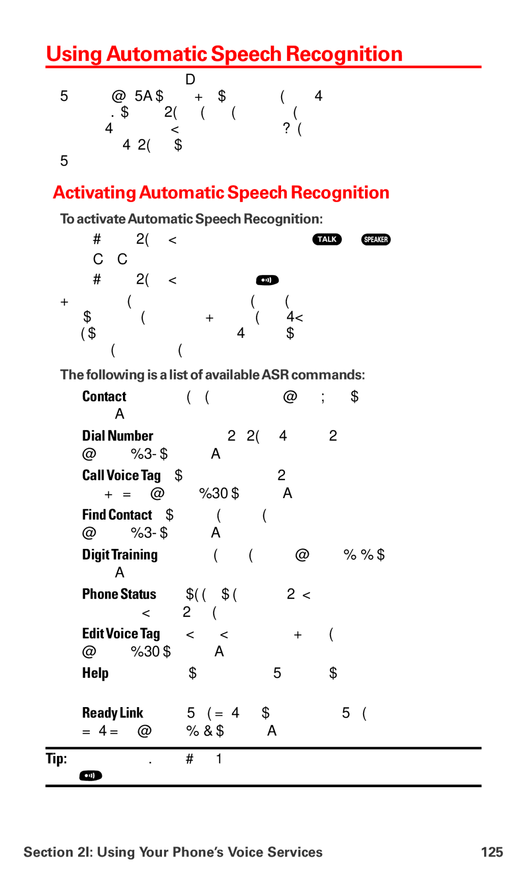 Sanyo MM-7400 manual Using Automatic Speech Recognition, ActivatingAutomatic Speech Recognition 