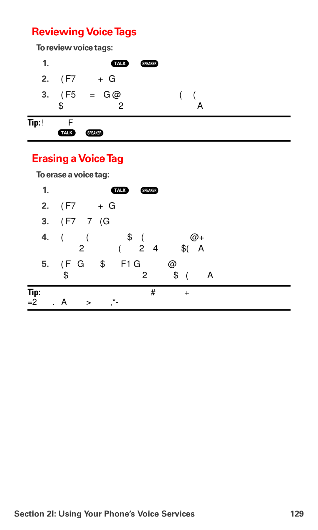 Sanyo MM-7400 manual ReviewingVoiceTags, Erasing a VoiceTag, To review voice tags, To erase a voice tag 