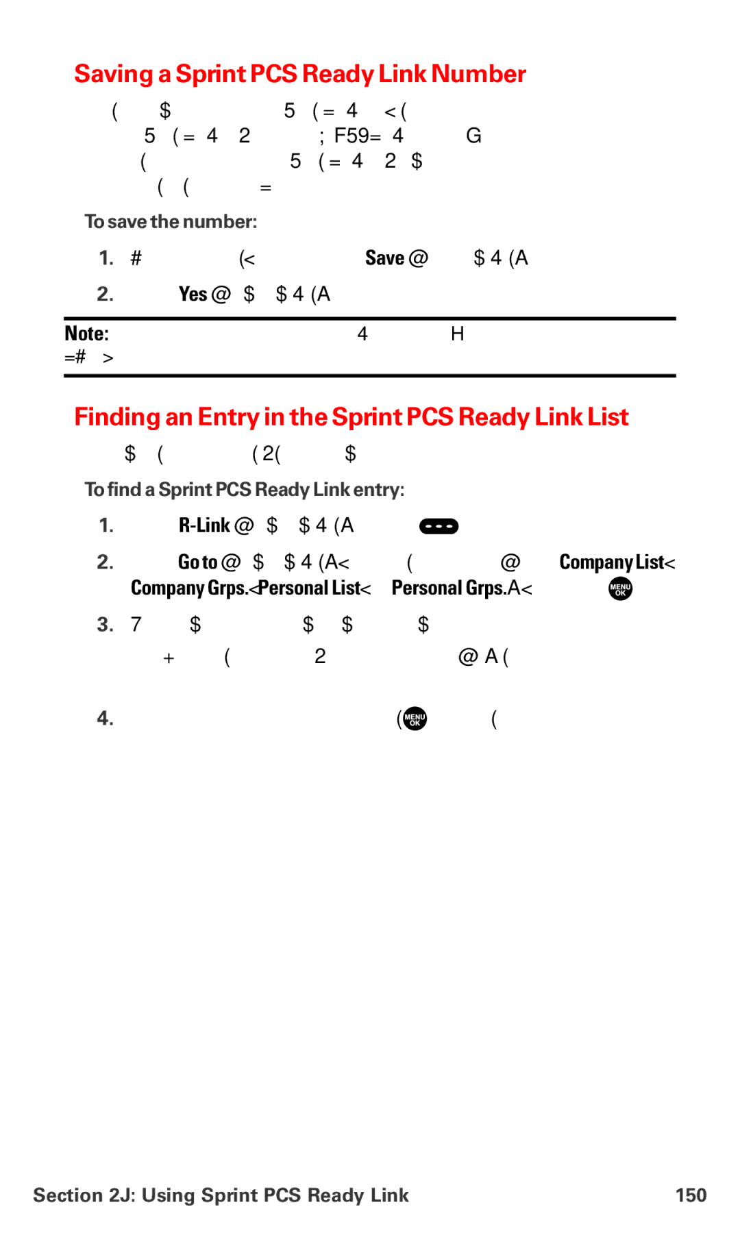 Sanyo MM-7400 manual Saving a Sprint PCS Ready Link Number, Finding an Entry in the Sprint PCS Ready Link List 