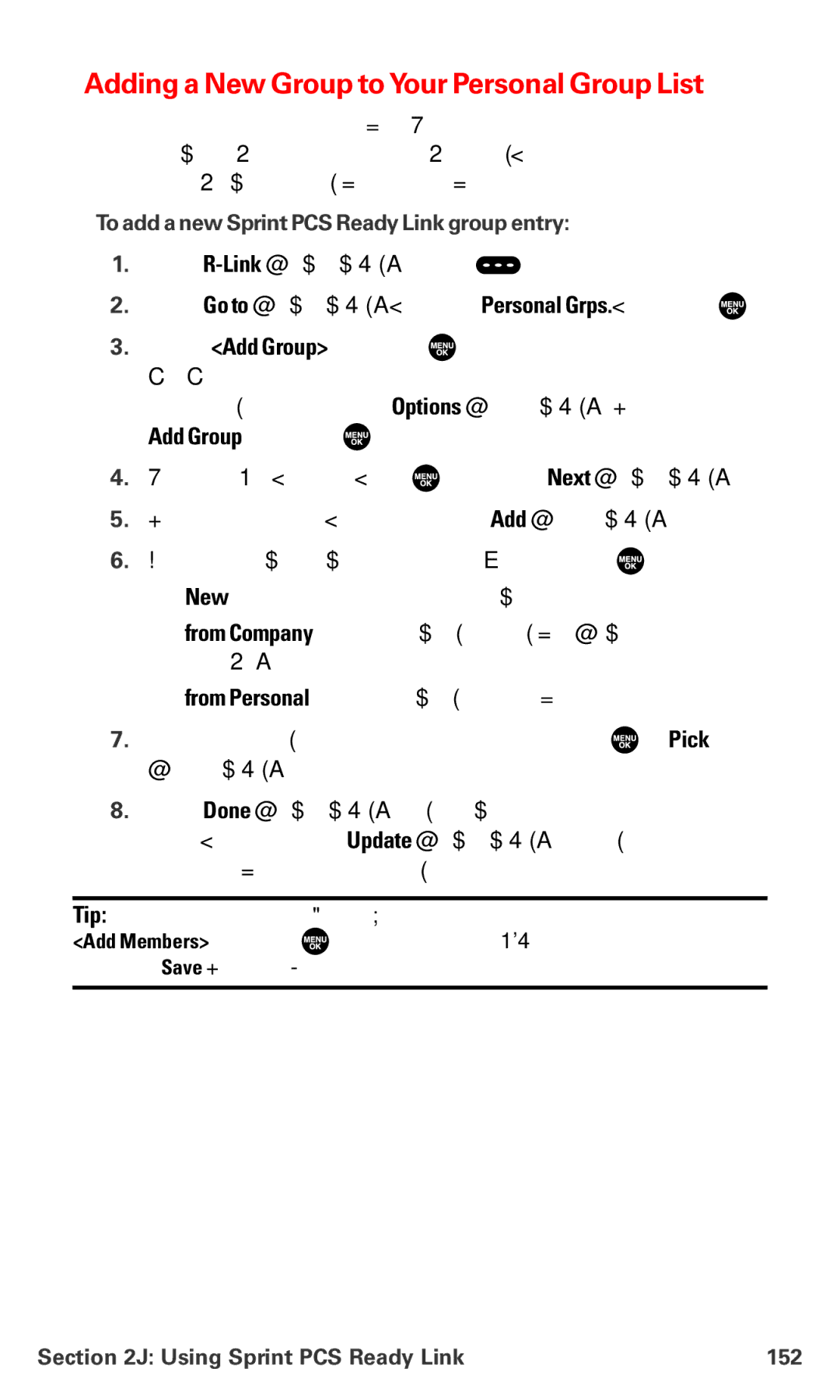 Sanyo MM-7400 manual Adding a New Group toYour Personal Group List, To add a new Sprint PCS Ready Link group entry 