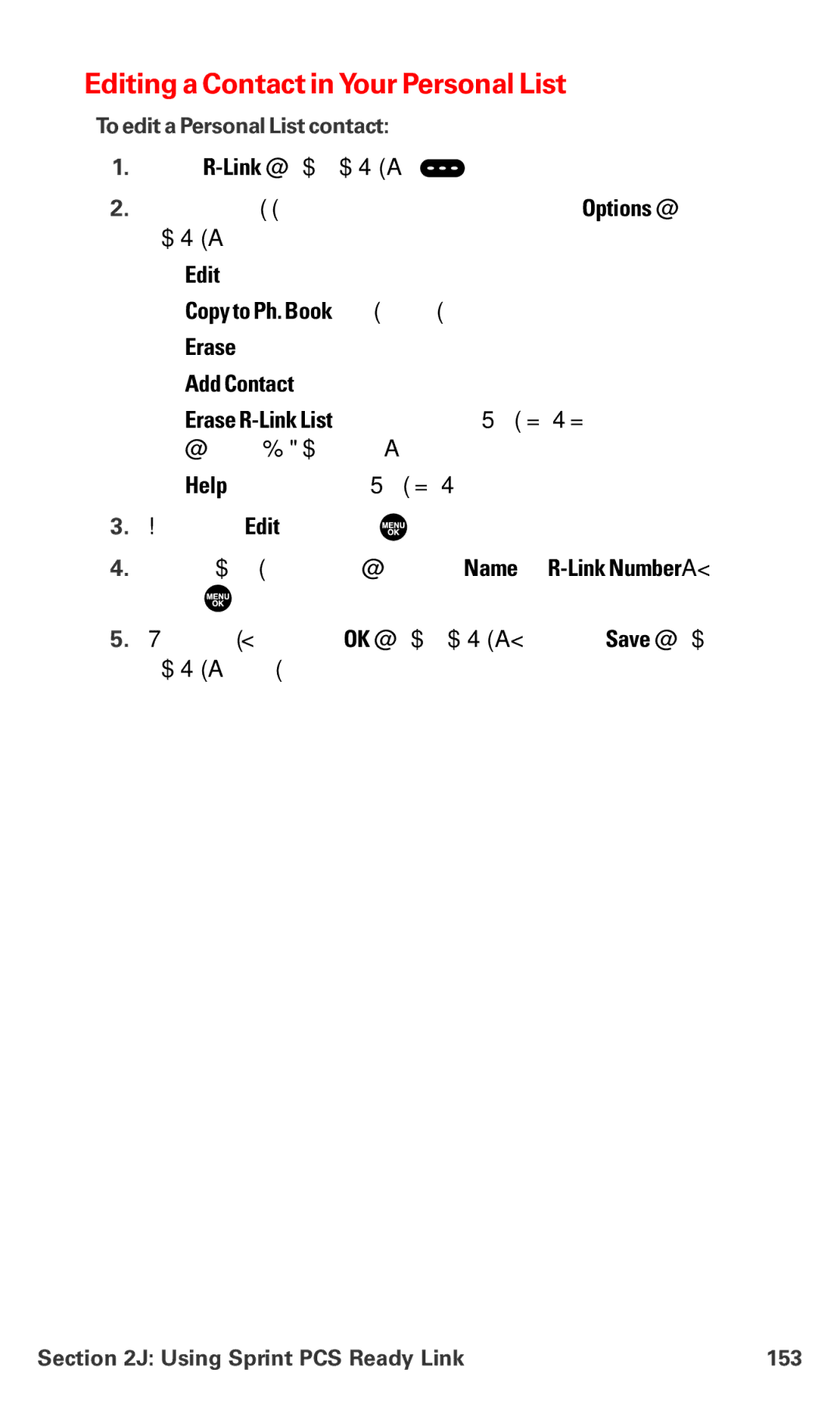 Sanyo MM-7400 Editing a Contact inYour Personal List, To edit a Personal List contact, Using Sprint PCS Ready Link 153 