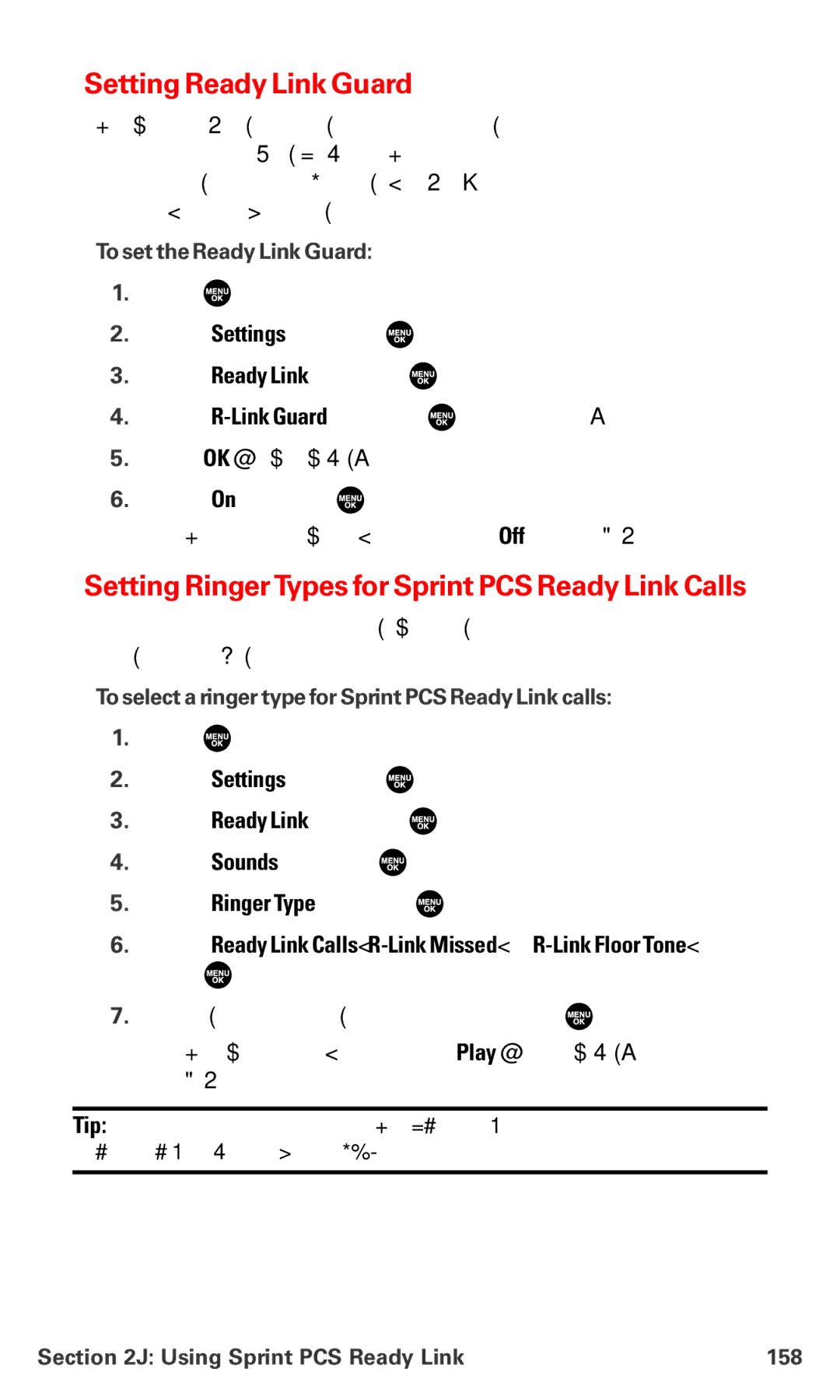 Sanyo MM-7400 Setting Ready Link Guard, Setting RingerTypes for Sprint PCS Ready Link Calls, To set the Ready Link Guard 