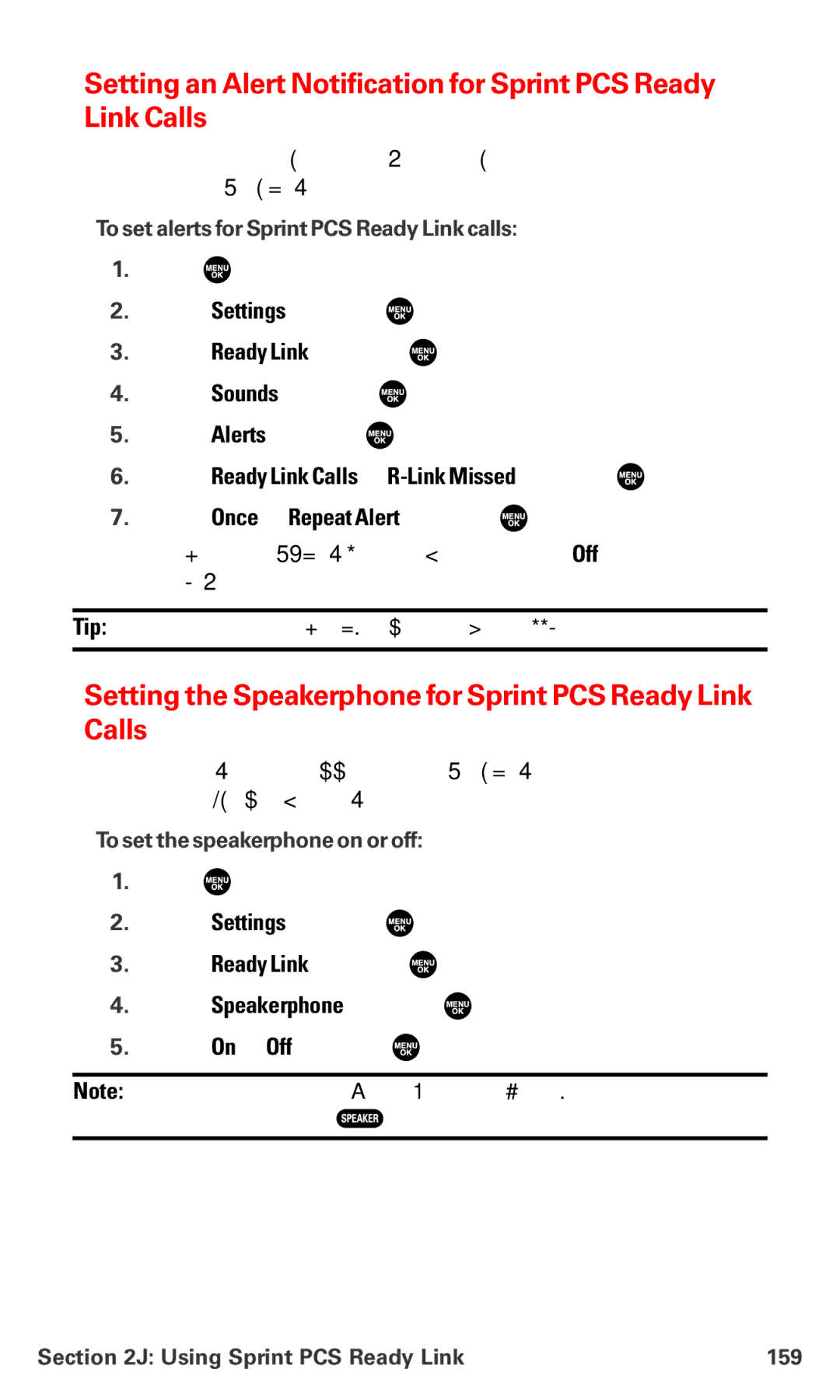 Sanyo MM-7400 Setting the Speakerphone for Sprint PCS Ready Link Calls, Select Ready Link Calls or R-Link Missed and press 