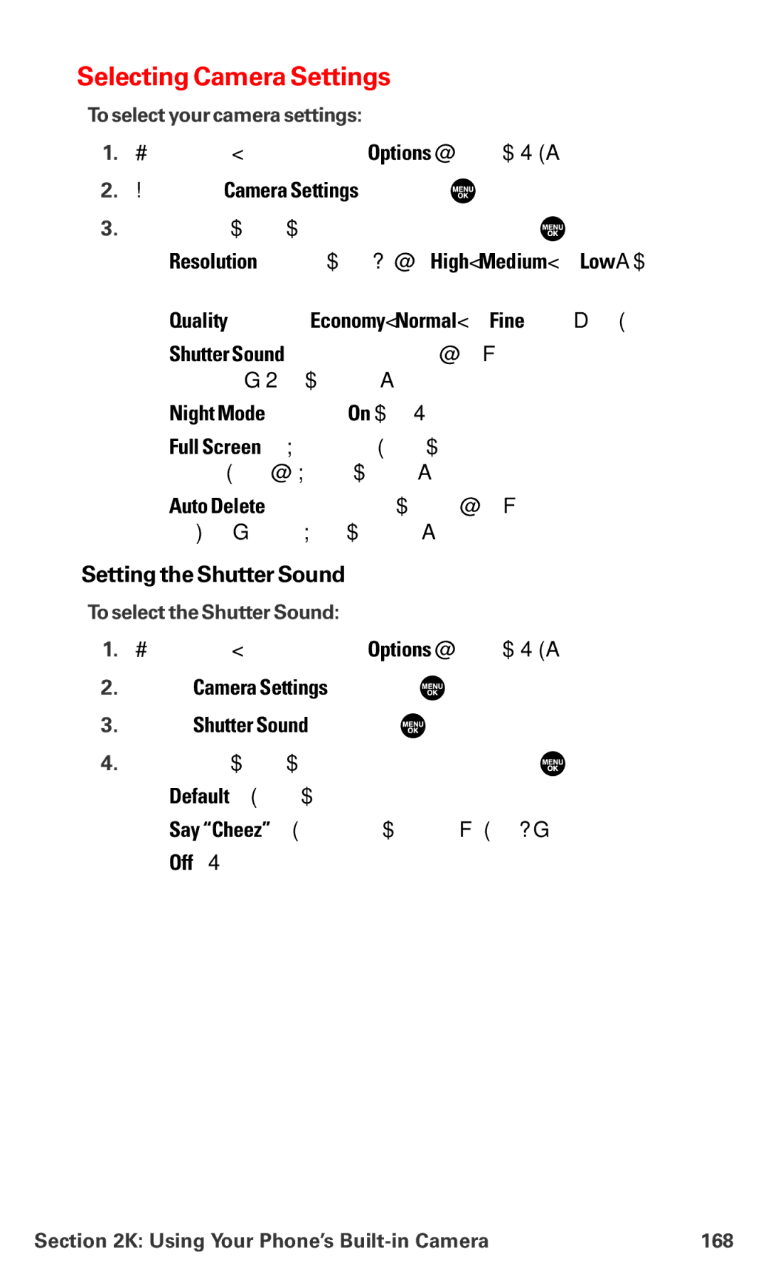 Sanyo MM-7400 manual Selecting Camera Settings, Setting the Shutter Sound, To select your camera settings 