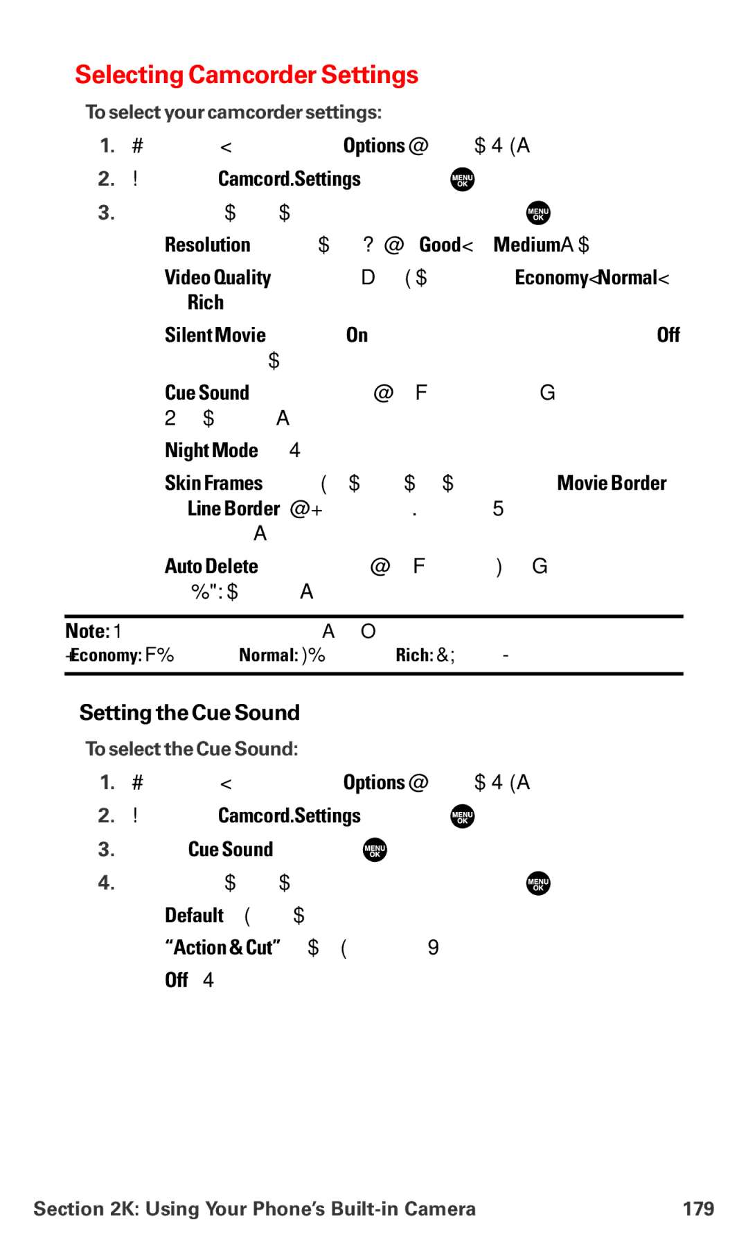 Sanyo MM-7400 manual Selecting Camcorder Settings, Setting the Cue Sound, To select your camcorder settings 