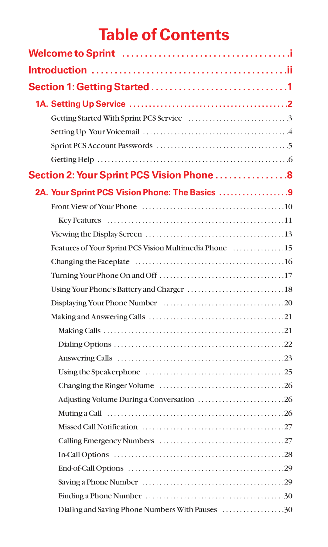 Sanyo MM-7400 manual Table of Contents 