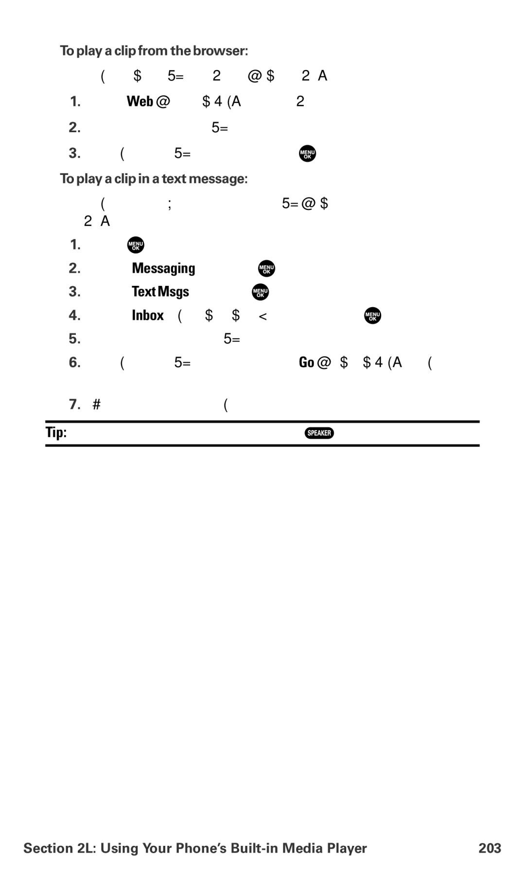 Sanyo MM-7400 manual To play a clip from the browser, To play a clip in a text message 