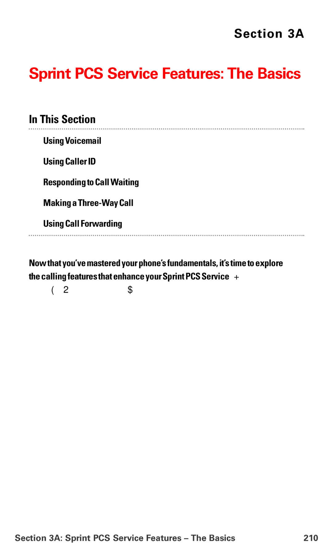 Sanyo MM-7400 manual Sprint PCS Service Features The Basics 210 