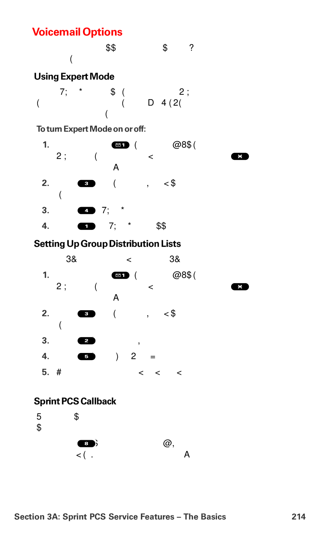 Sanyo MM-7400 manual Voicemail Options, Using Expert Mode, Setting Up Group Distribution Lists, Sprint PCS Callback 