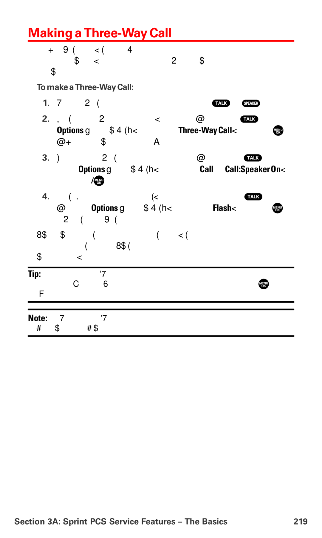 Sanyo MM-7400 manual Making a Three-Way Call, To make aThree-Way Call, Sprint PCS Service Features The Basics 219 