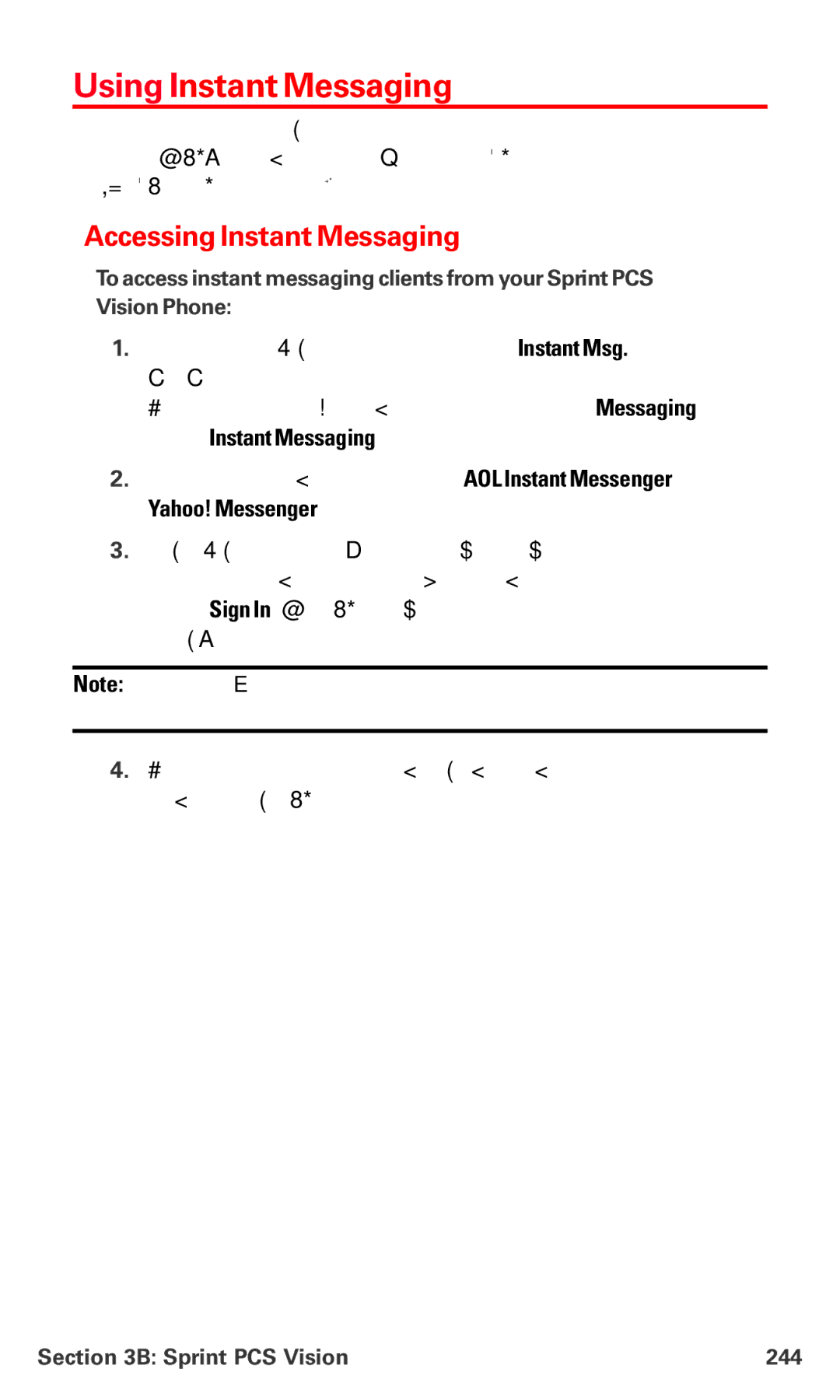 Sanyo MM-7400 manual Using Instant Messaging, Accessing Instant Messaging, Yahoo! Messenger, Sprint PCS Vision 244 