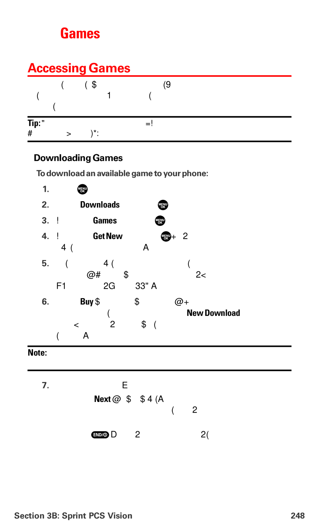 Sanyo MM-7400 Accessing Games, Downloading Games, To download an available game to your phone, Sprint PCS Vision 248 