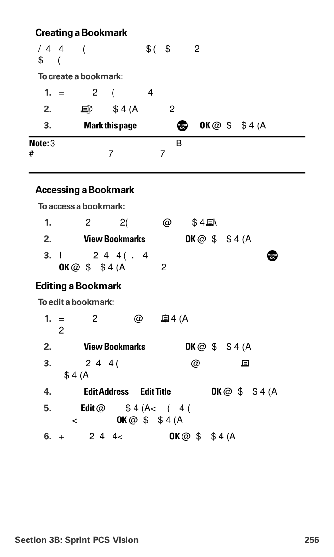 Sanyo MM-7400 manual Creating a Bookmark, Accessing a Bookmark, Editing a Bookmark 