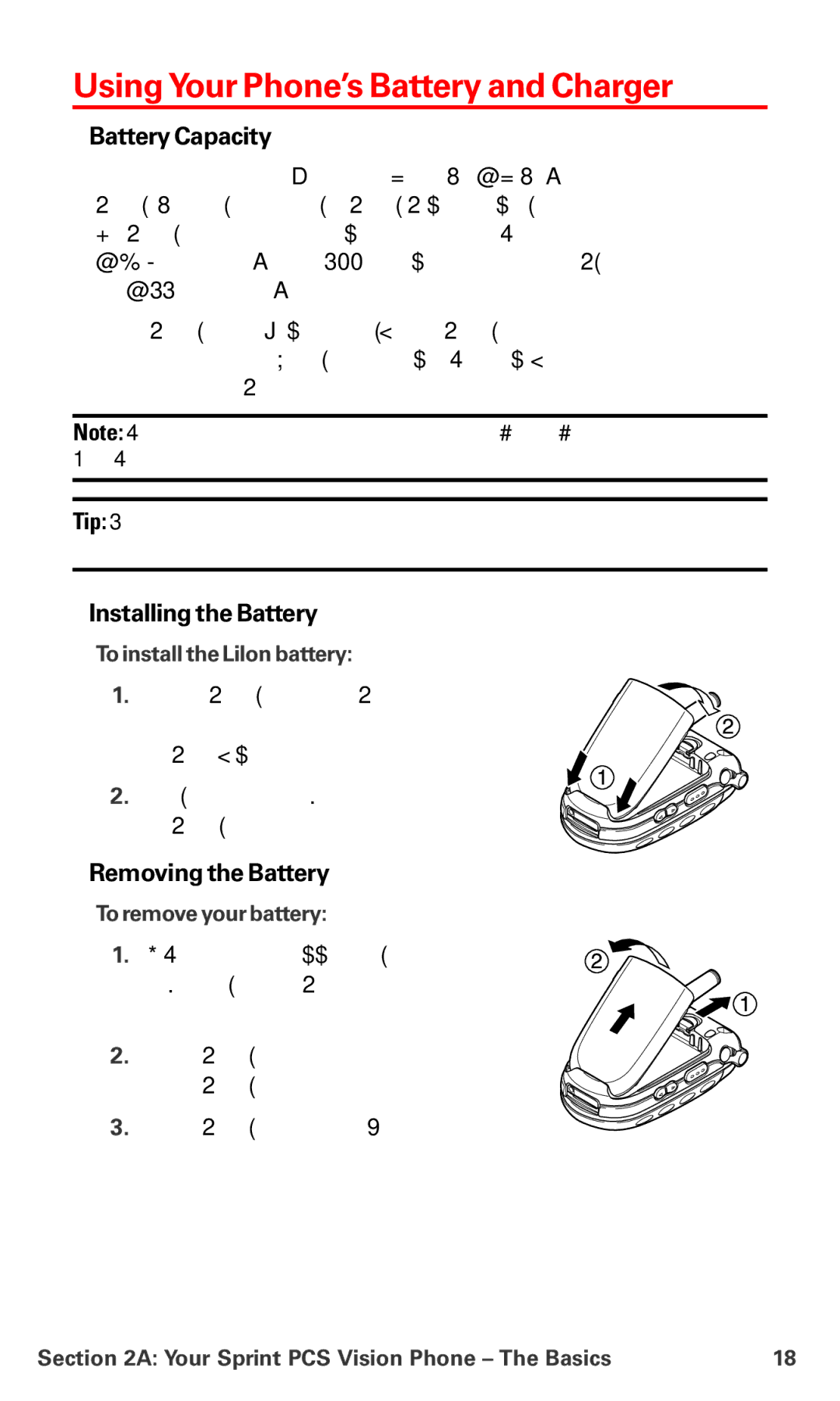 Sanyo MM-7400 manual UsingYour Phone’s Battery and Charger, Battery Capacity, Installingthe Battery, Removingthe Battery 