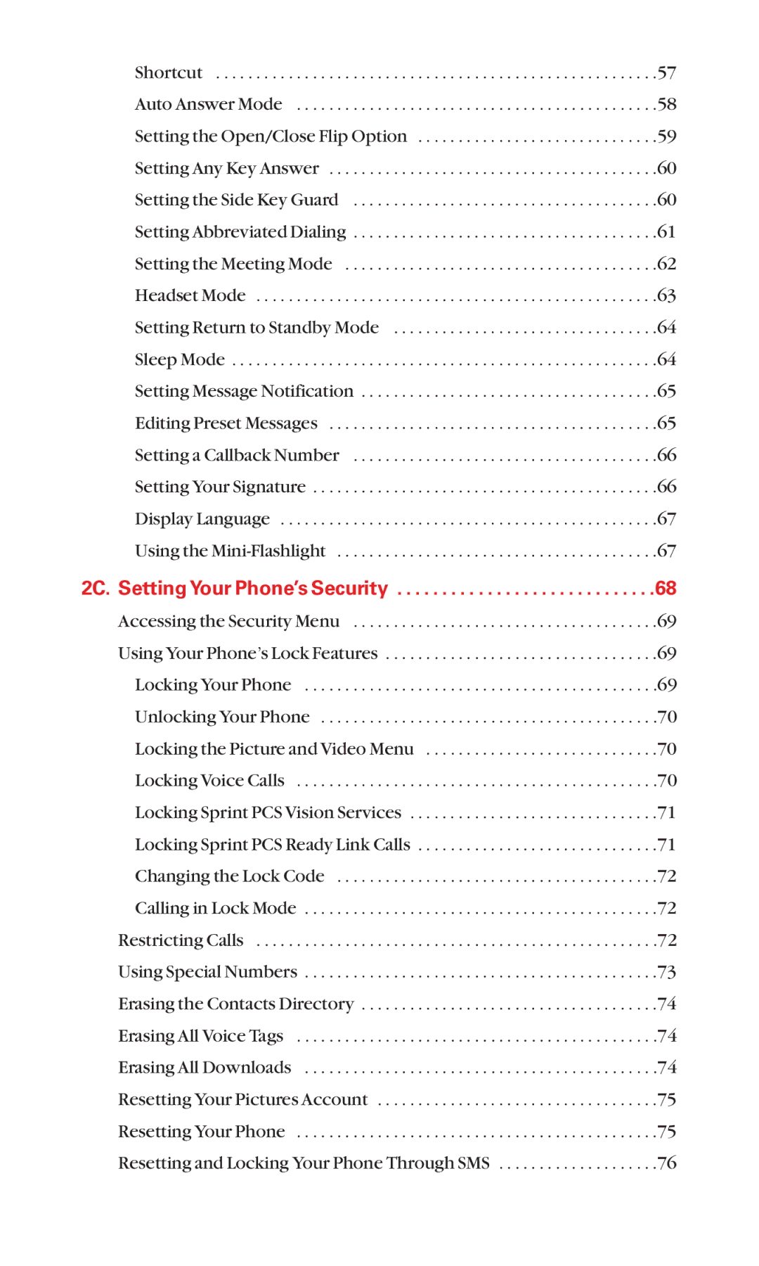 Sanyo MM-7400 manual 2C. Setting Your Phone’s Security 