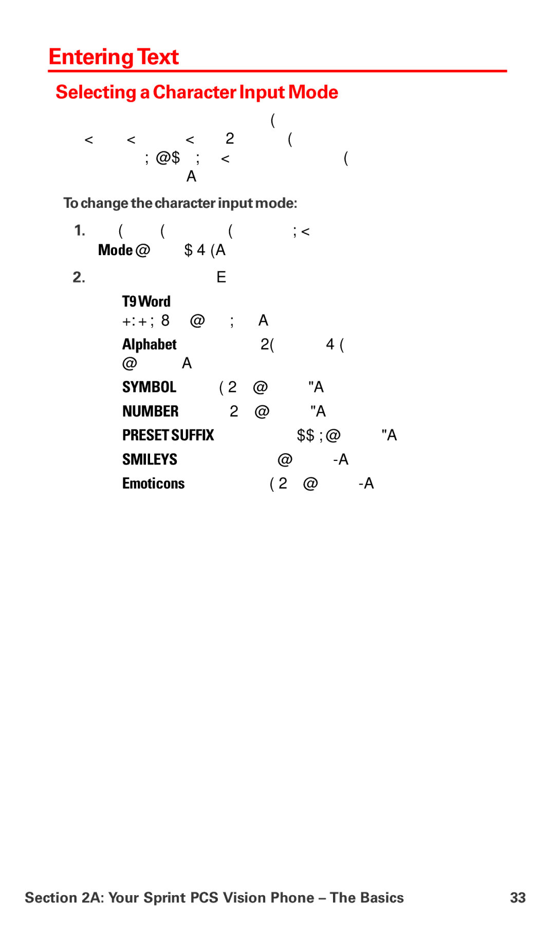 Sanyo MM-7400 manual EnteringText, Selecting a Character Input Mode, To change the character input mode 