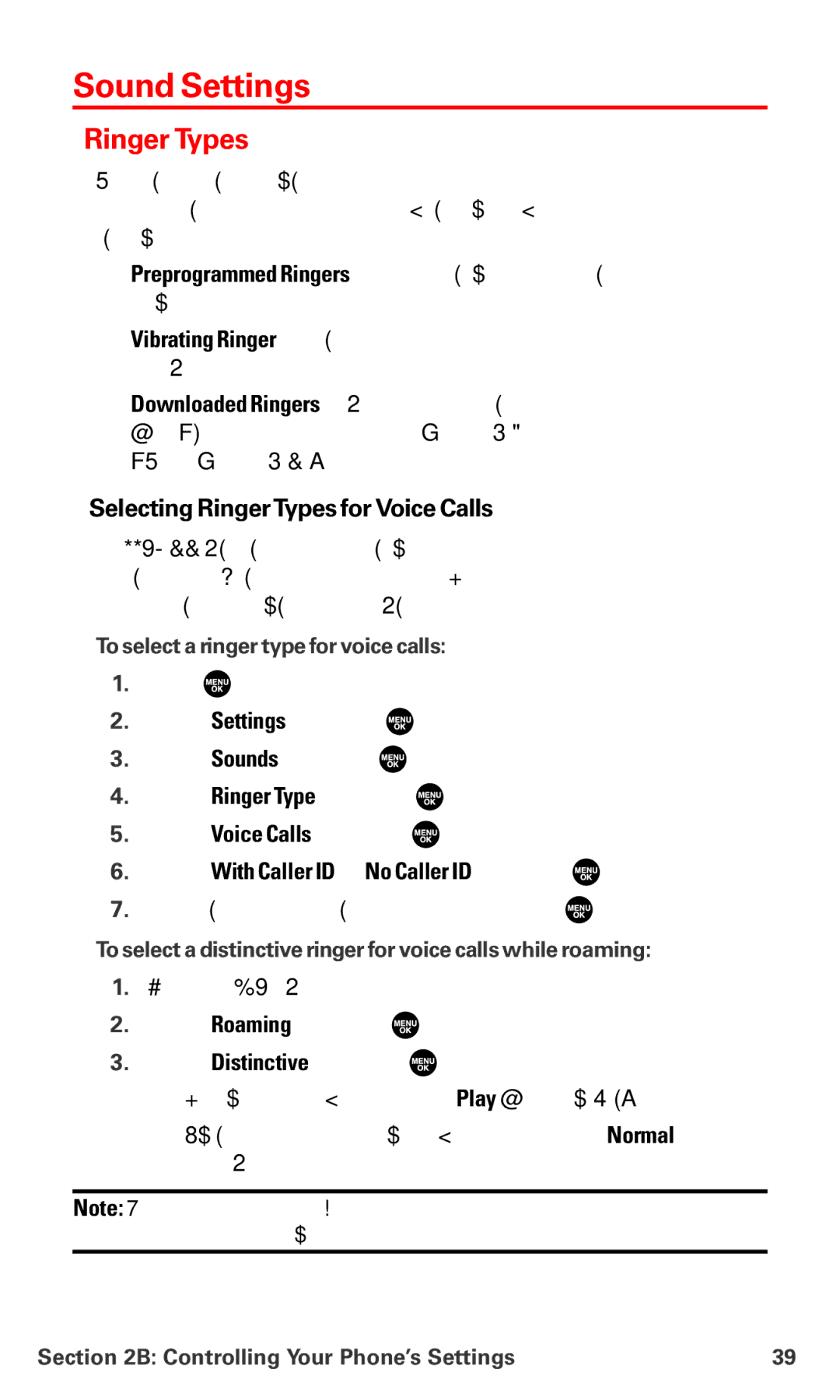 Sanyo MM-7400 Sound Settings, Ringer Types, Selecting RingerTypes for Voice Calls, To select a ringer type for voice calls 