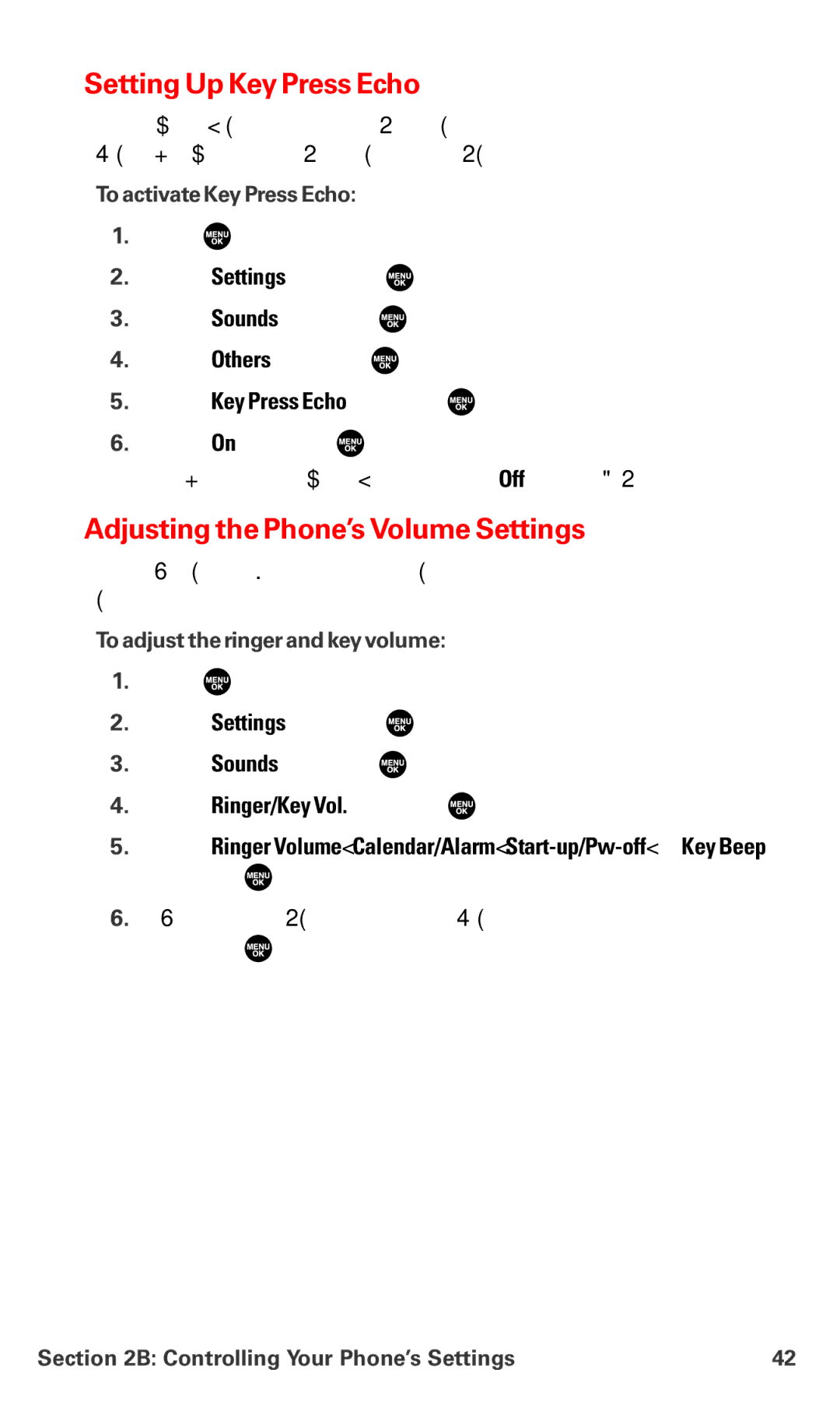 Sanyo MM-7400 manual Setting Up Key Press Echo, Adjusting the Phone’s Volume Settings, To activate Key Press Echo 