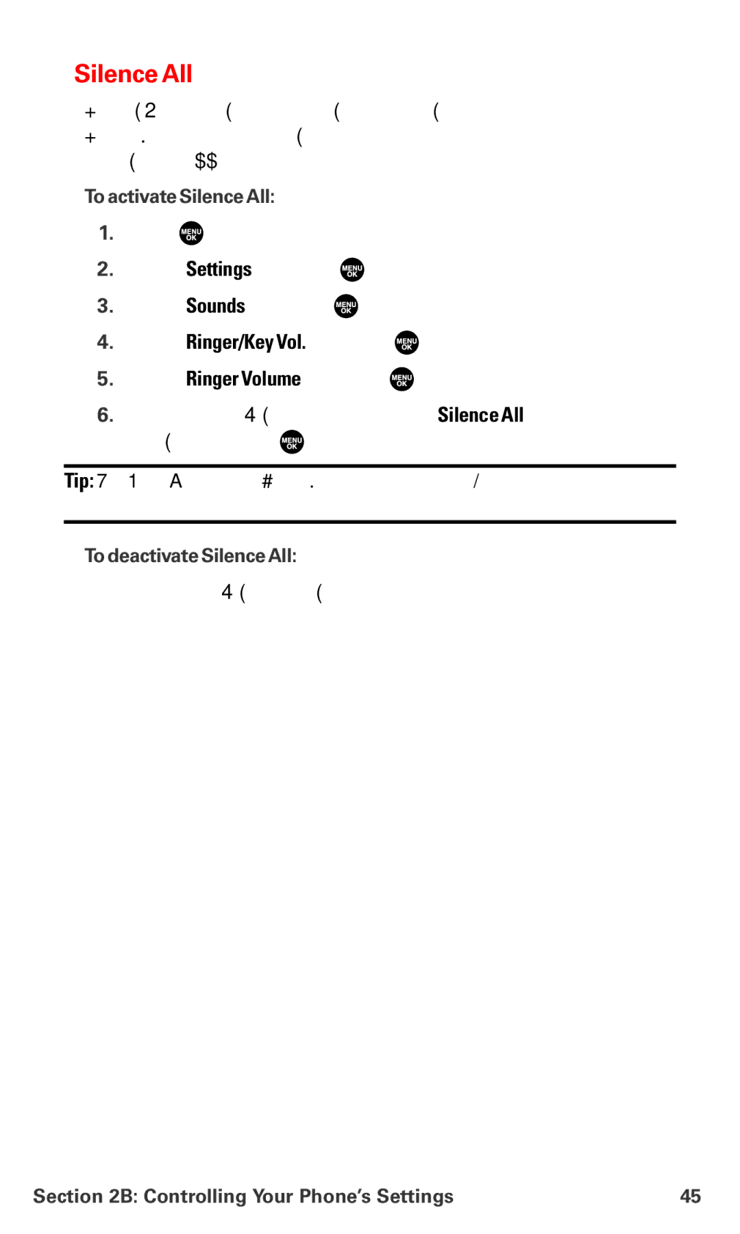 Sanyo MM-7400 manual To activate Silence All, To deactivate Silence All 