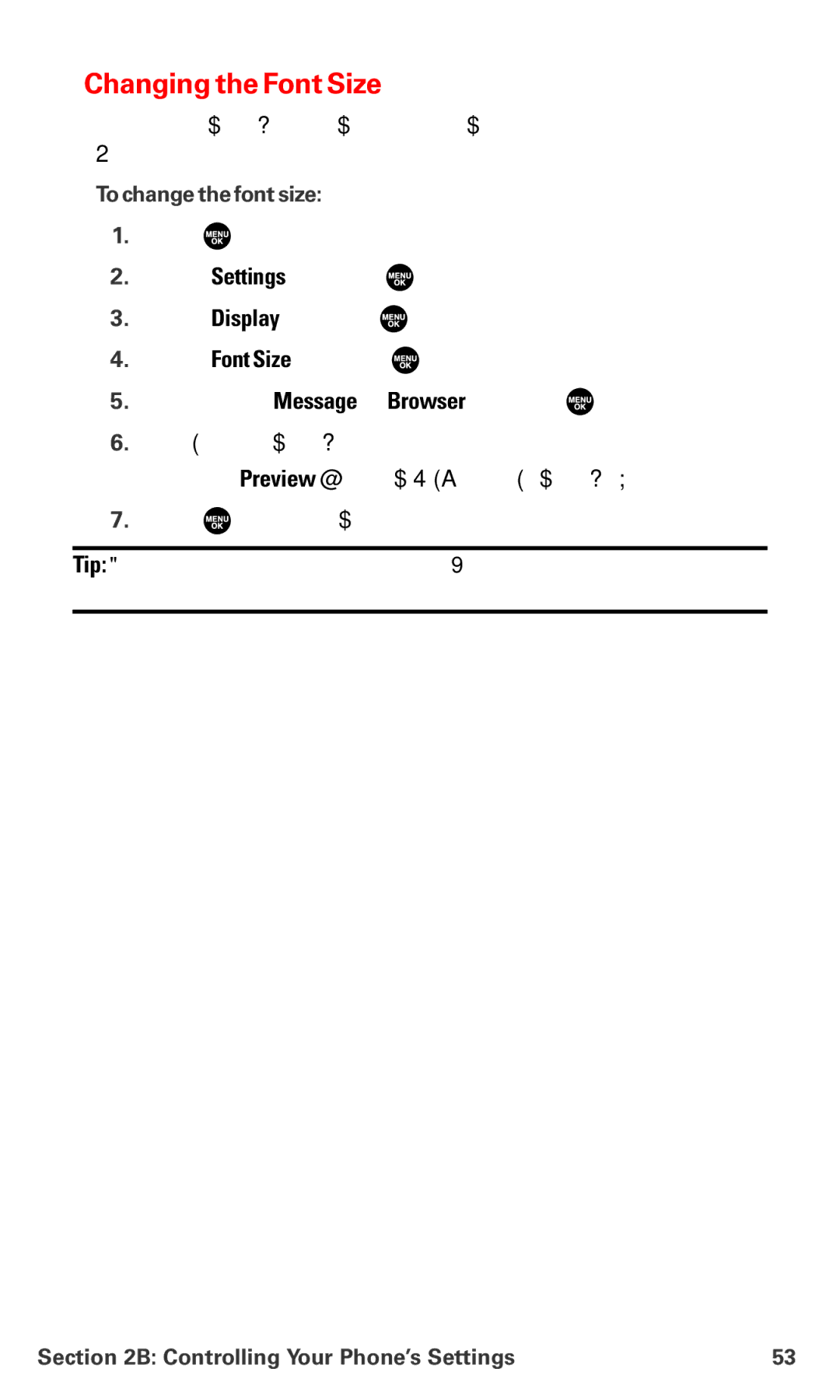 Sanyo MM-7400 manual Changing the Font Size, To change the font size 