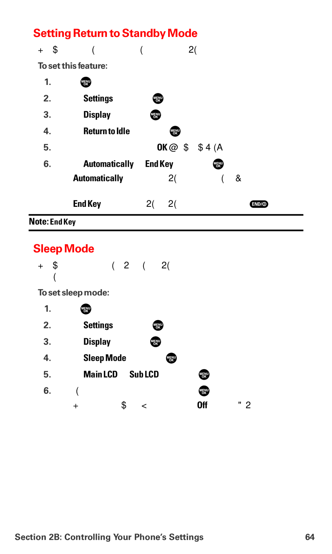 Sanyo MM-7400 Setting Return to Standby Mode, Sleep Mode, Select Automatically or End Key and press, To set this feature 