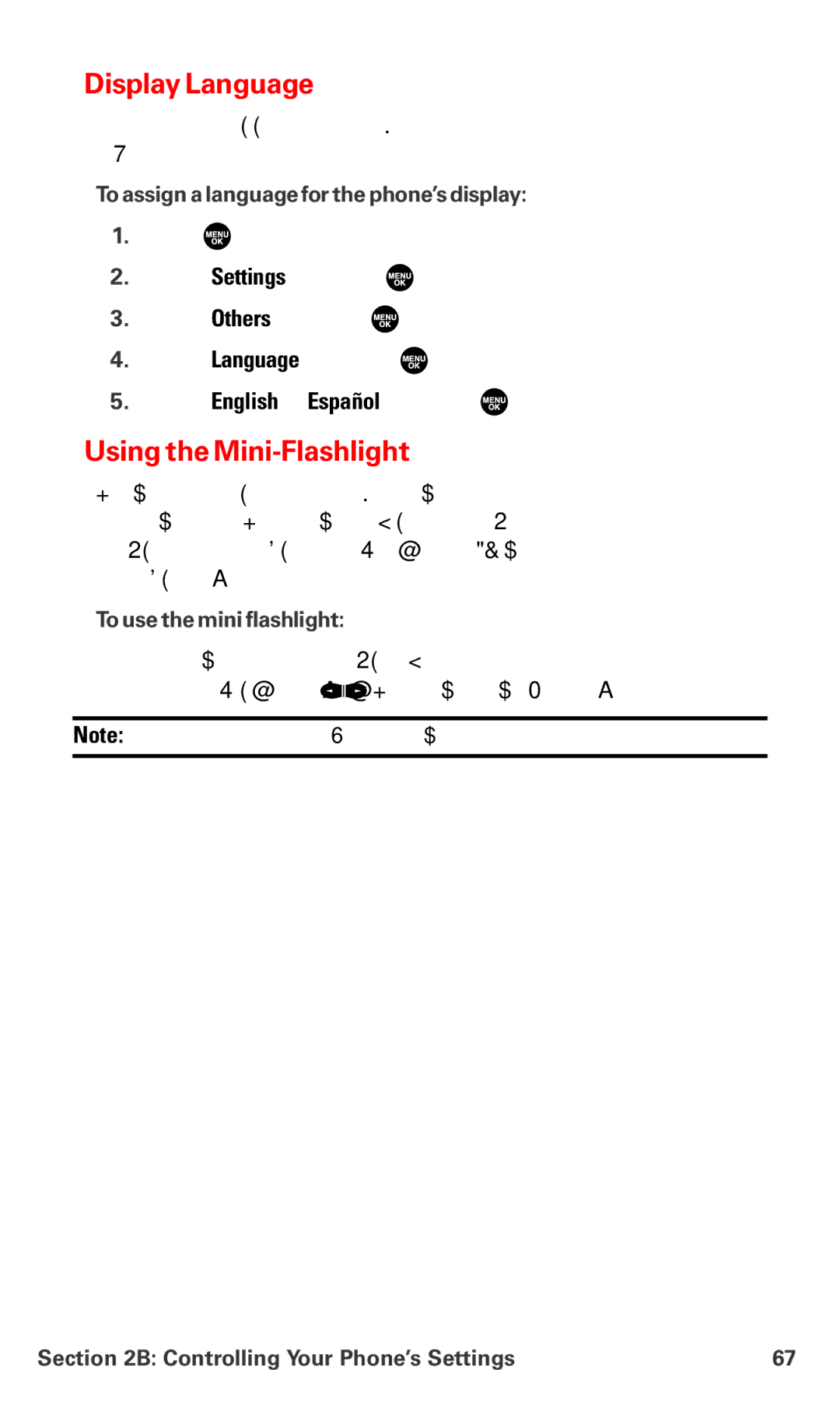 Sanyo MM-7400 manual Display Language, Using the Mini-Flashlight, To assign a language for the phone’s display 