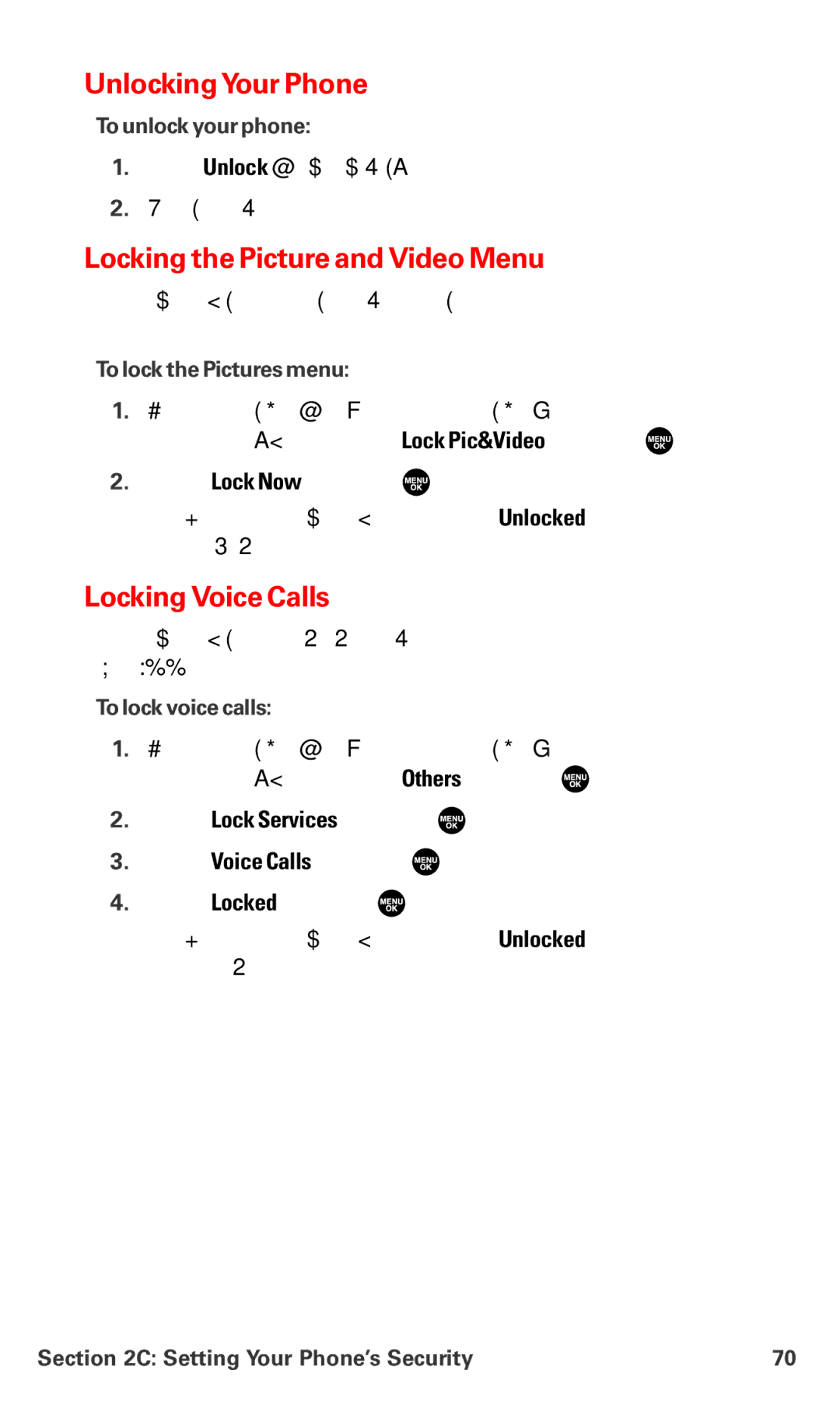 Sanyo MM-7400 manual UnlockingYour Phone, Locking the Picture and Video Menu, Locking Voice Calls 
