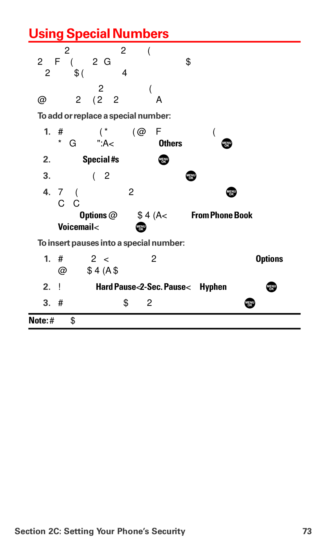 Sanyo MM-7400 manual Using Special Numbers, Highlight Hard Pause, 2-Sec. Pause, or Hyphen and press 