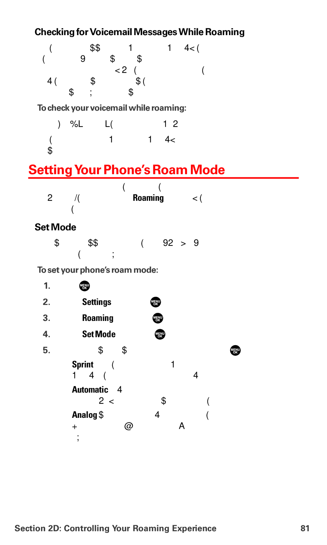 Sanyo MM-7400 manual SettingYour Phone’s Roam Mode, Checking for Voicemail Messages While Roaming, Set Mode 