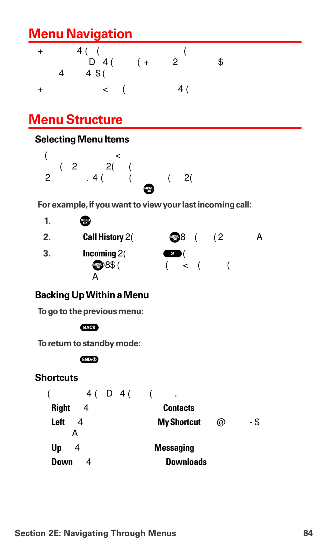 Sanyo MM-7400 manual Menu Navigation, Menu Structure, Selecting Menu Items, Backing Up Within a Menu, Shortcuts 