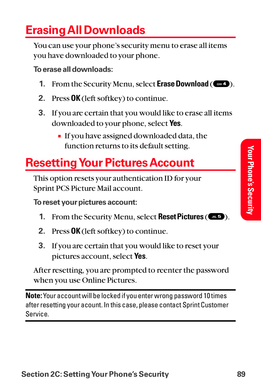 Sanyo MM-8300 manual Erasing All Downloads, Resetting Your Pictures Account 