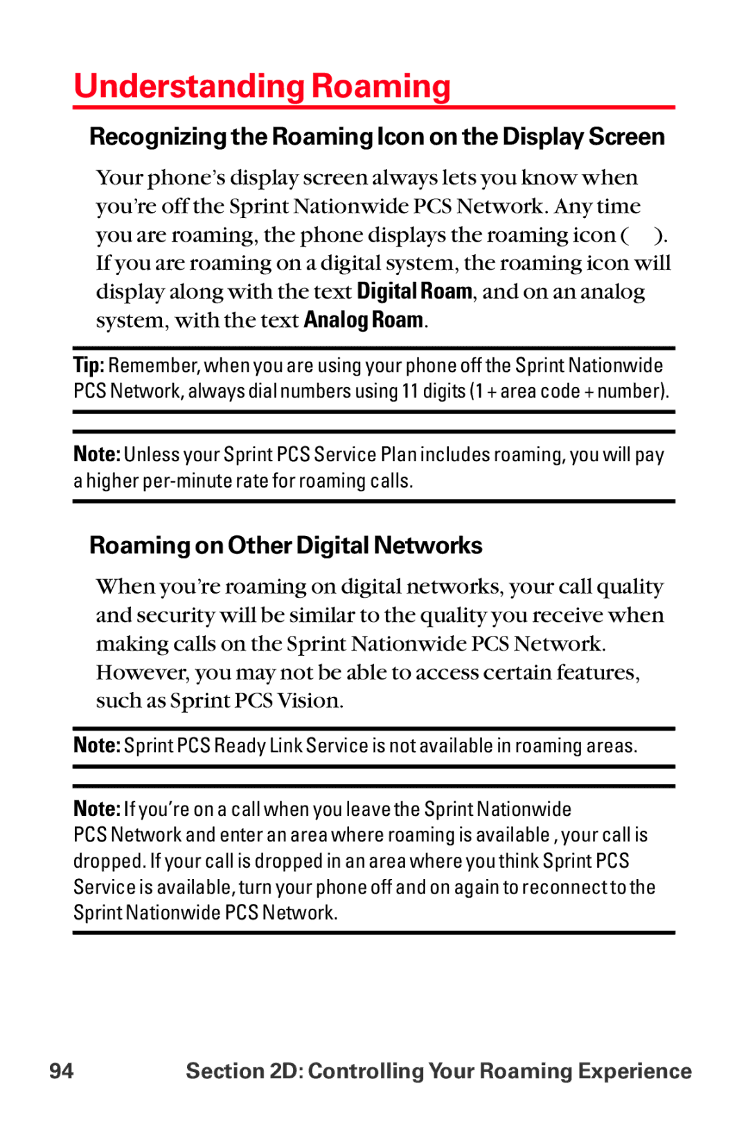 Sanyo MM-8300 Understanding Roaming, Recognizing the Roaming Icon on the Display Screen, Roaming on Other Digital Networks 