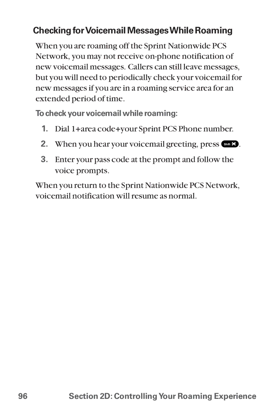 Sanyo MM-8300 manual Checking for Voicemail Messages While Roaming 